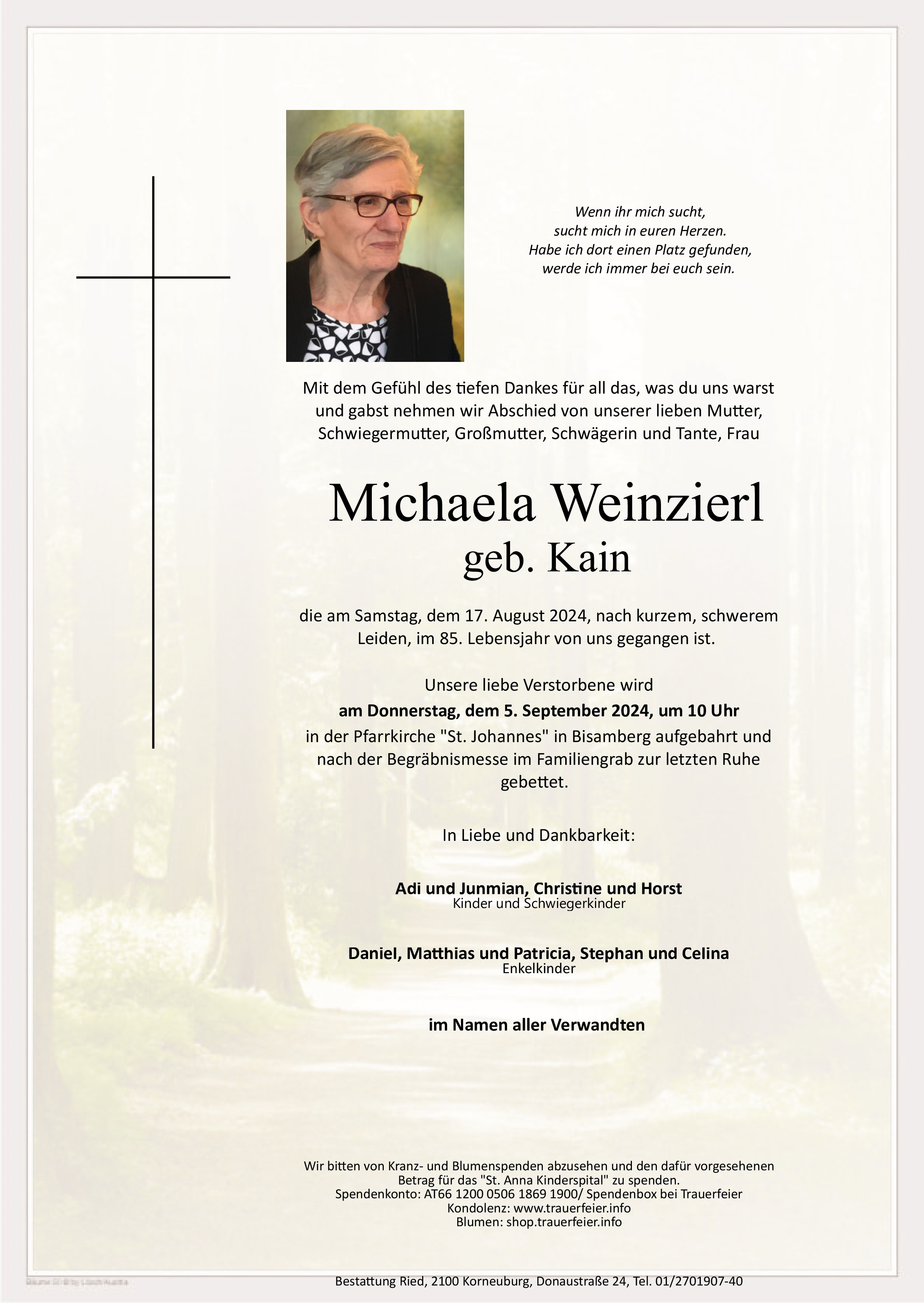 Traueranzeige von Michaela Weinzierl