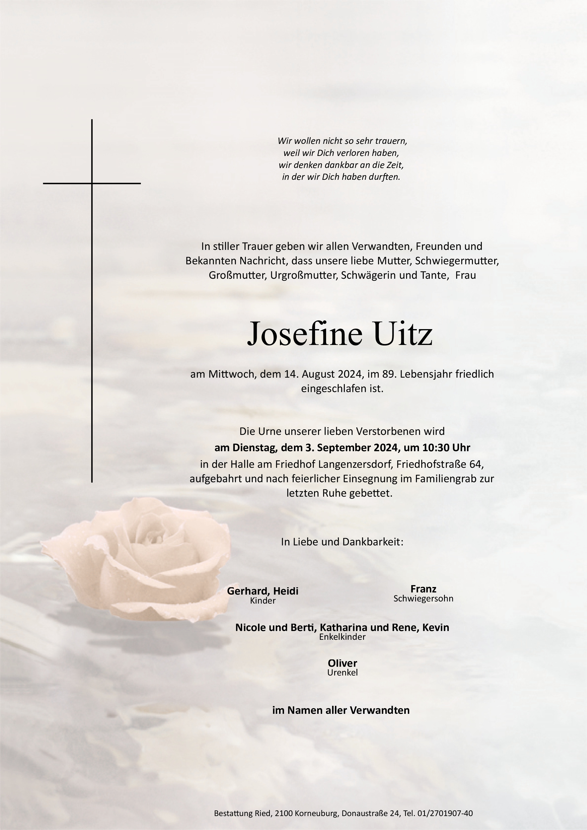 Traueranzeige von Josefine Uitz
