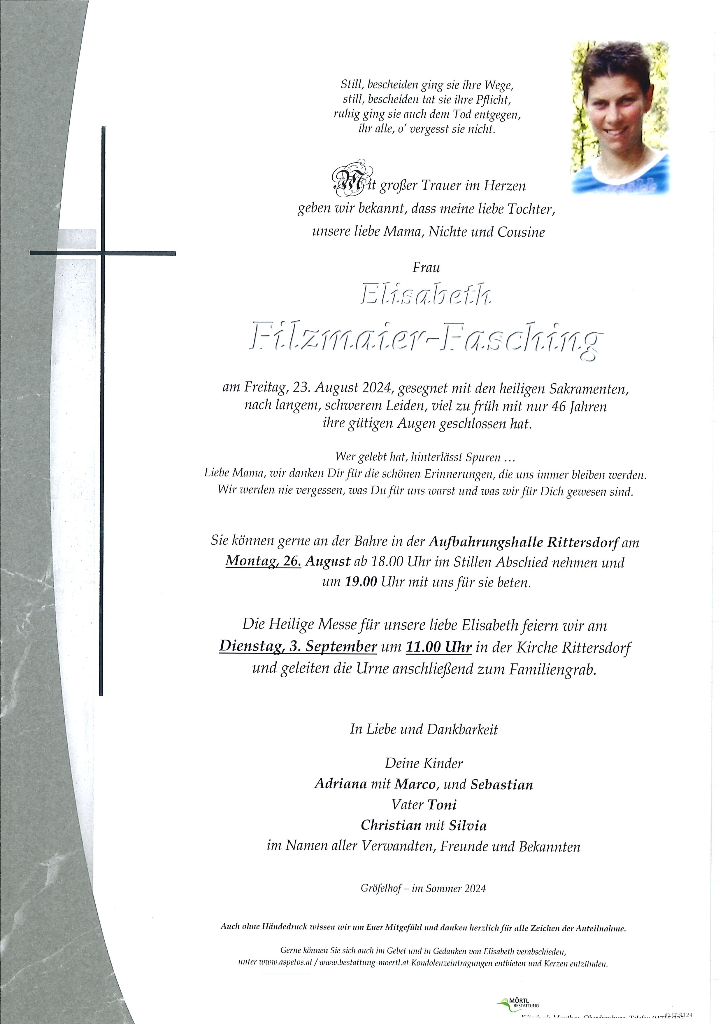 Traueranzeige von Elisabeth Filzmaier- Fasching