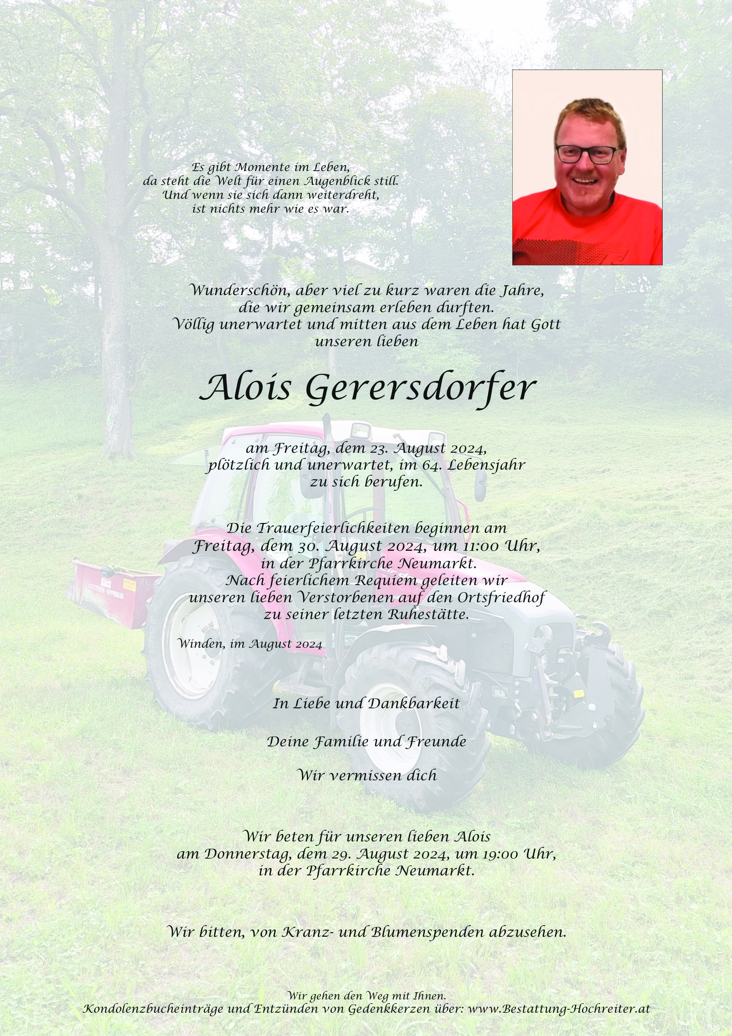 Traueranzeige von Alois Gerersdorfer
