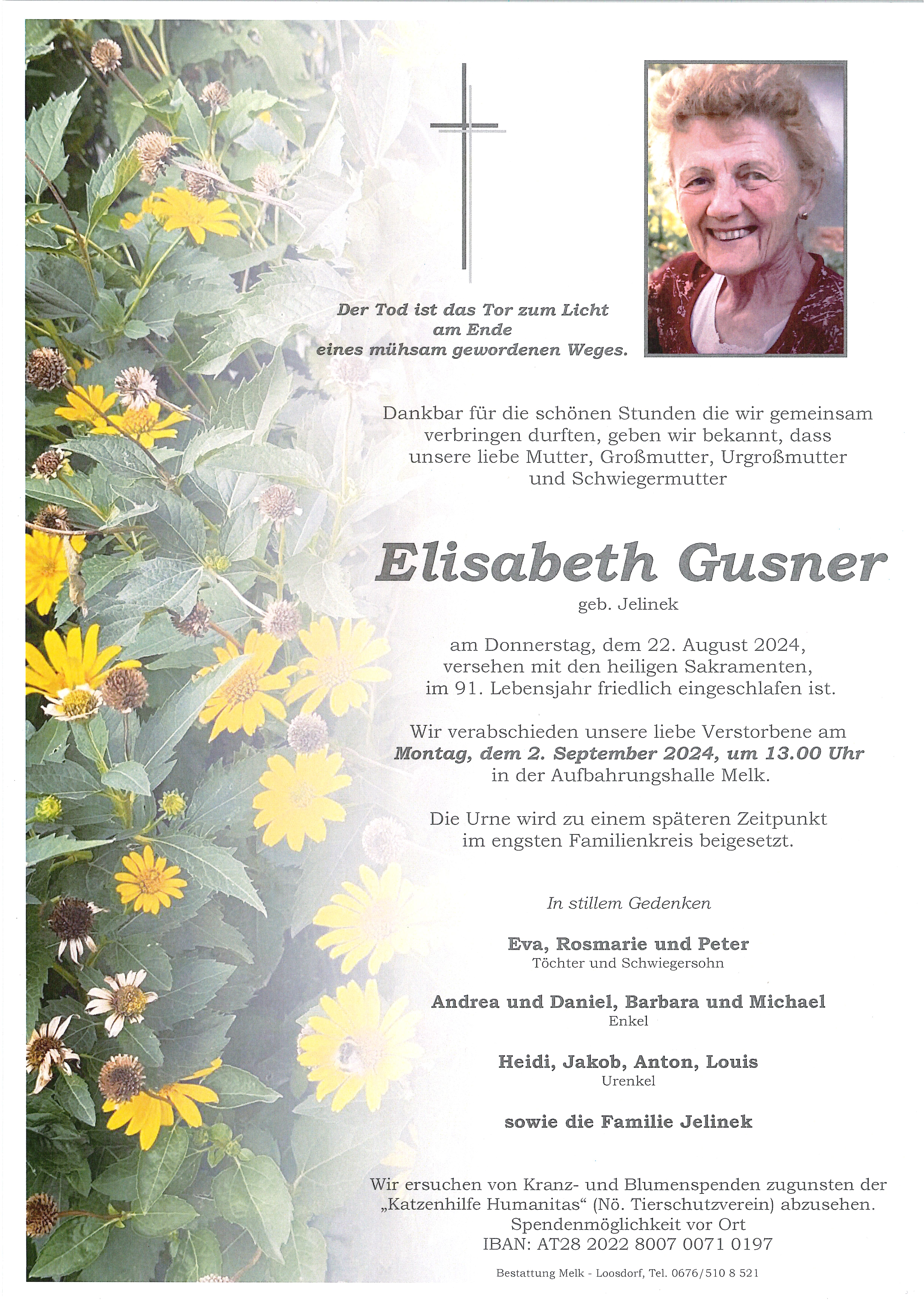 Traueranzeige von Elisabeth Gusner
