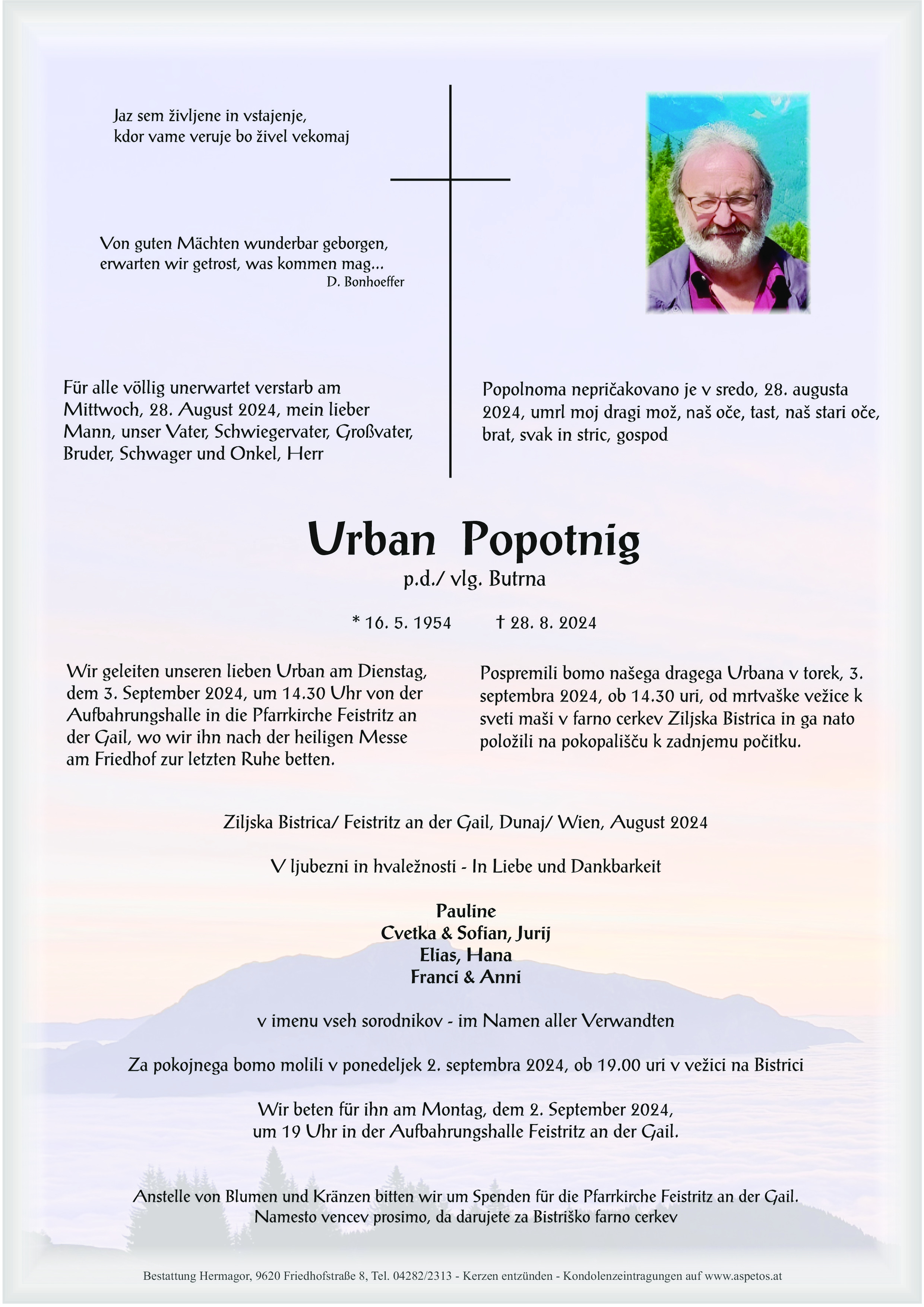 Traueranzeige von Urban Popotnig