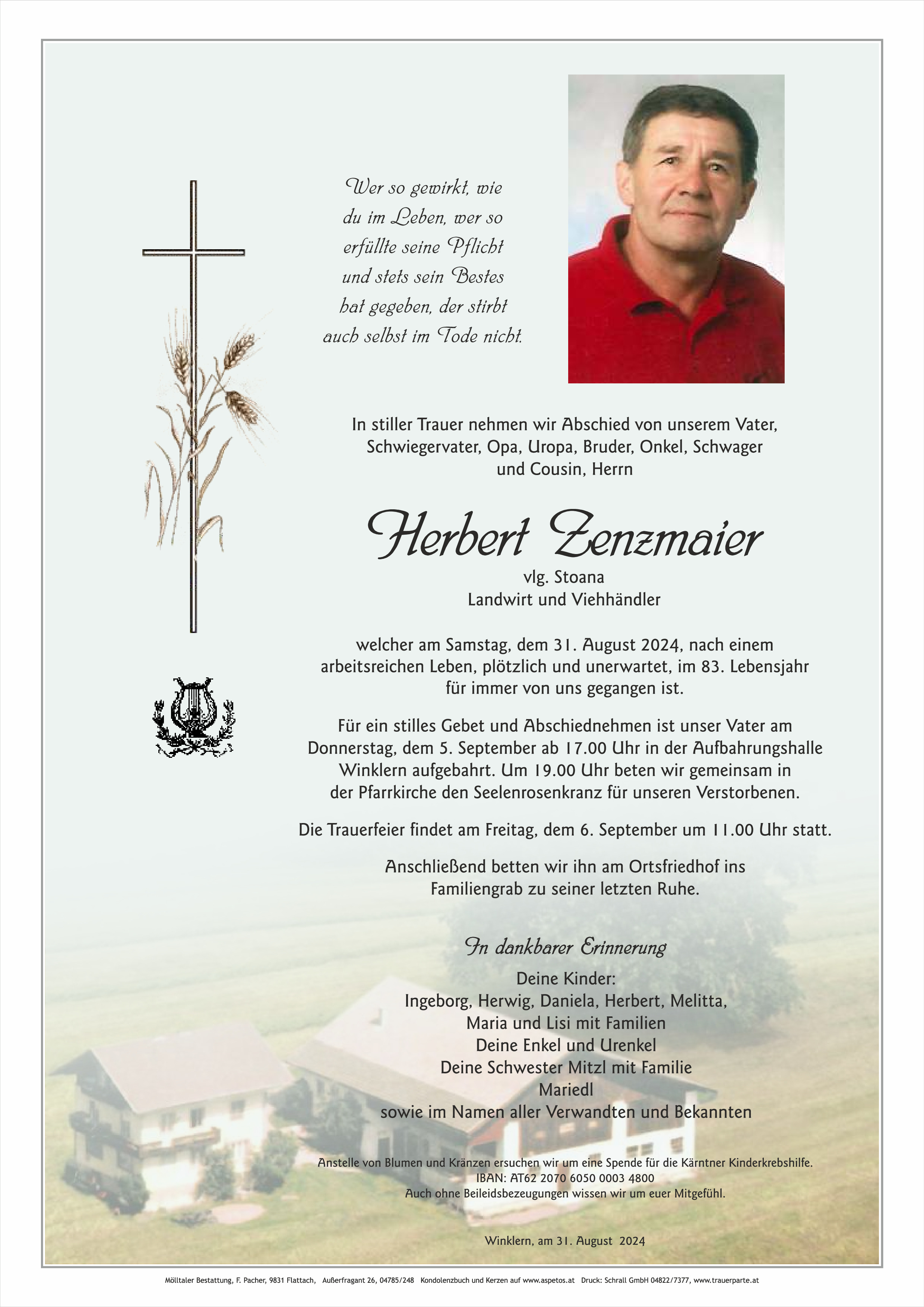 Traueranzeige von Herbert Zenzmaier