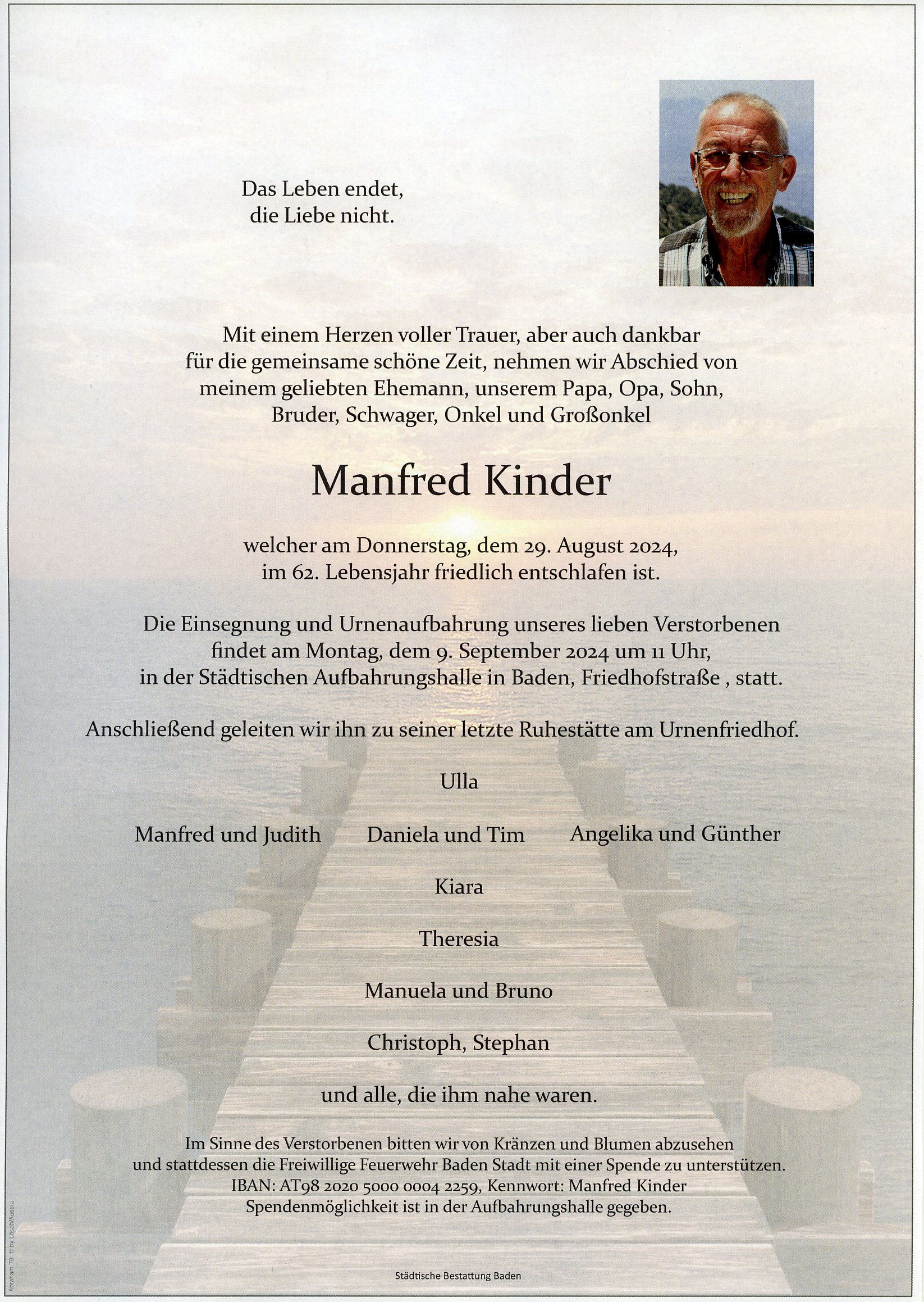 Traueranzeige von Manfred Kinder