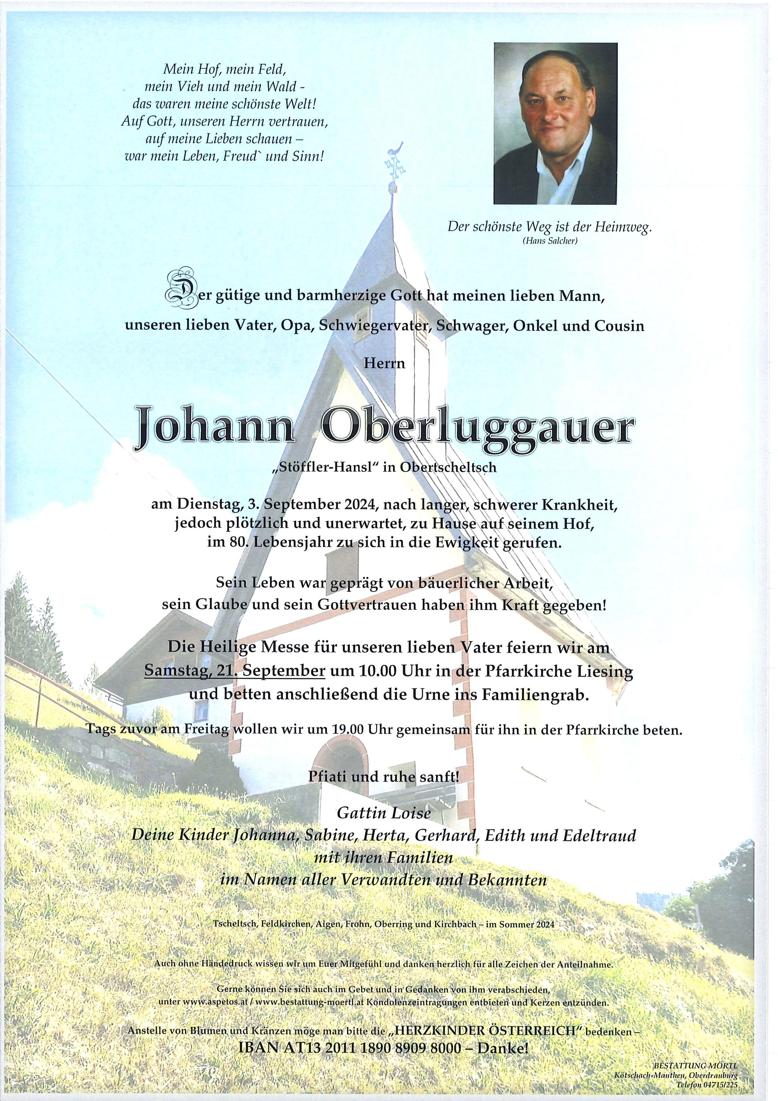 Traueranzeige von Johann Oberluggauer