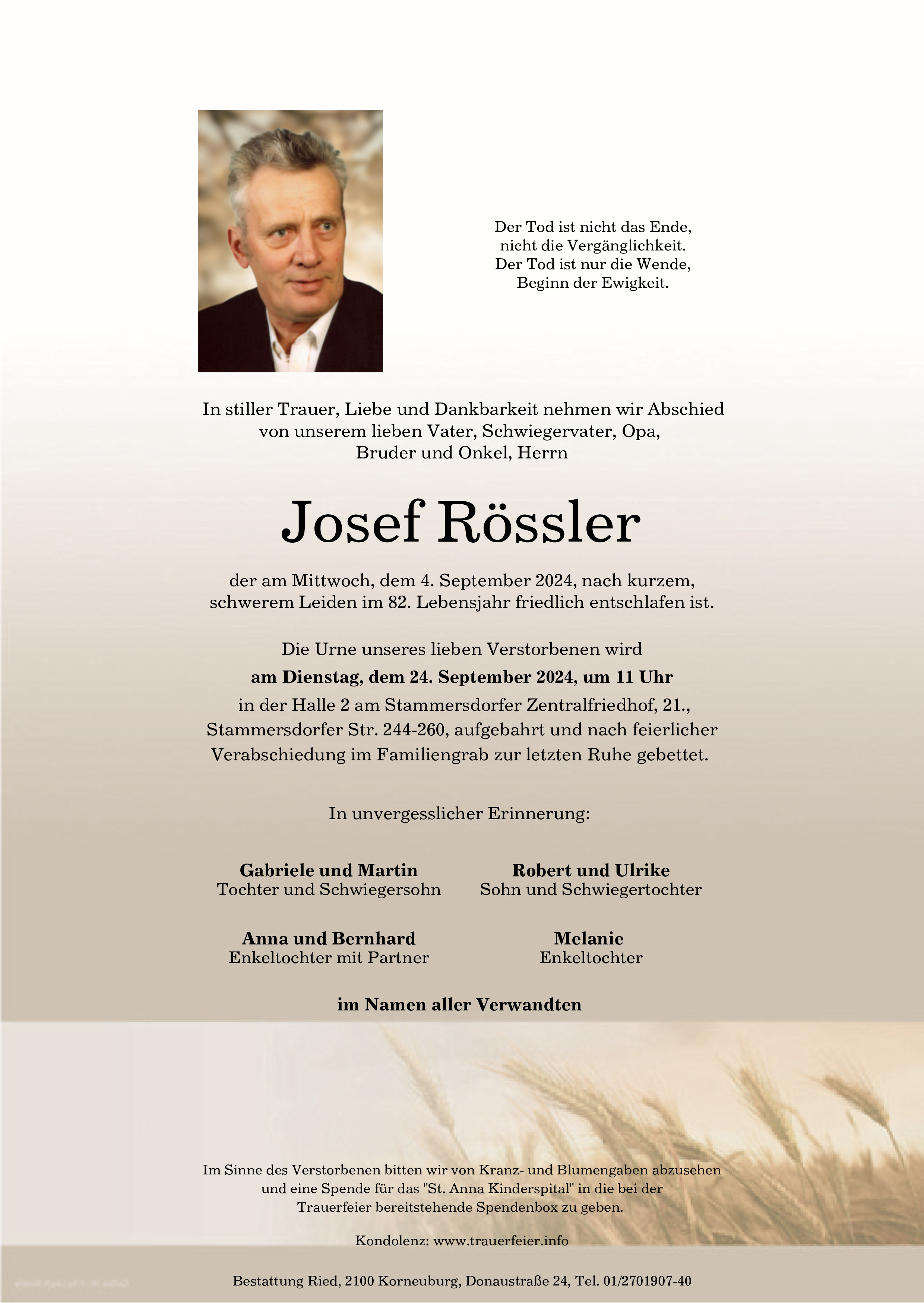 Traueranzeige von Josef Rössler
