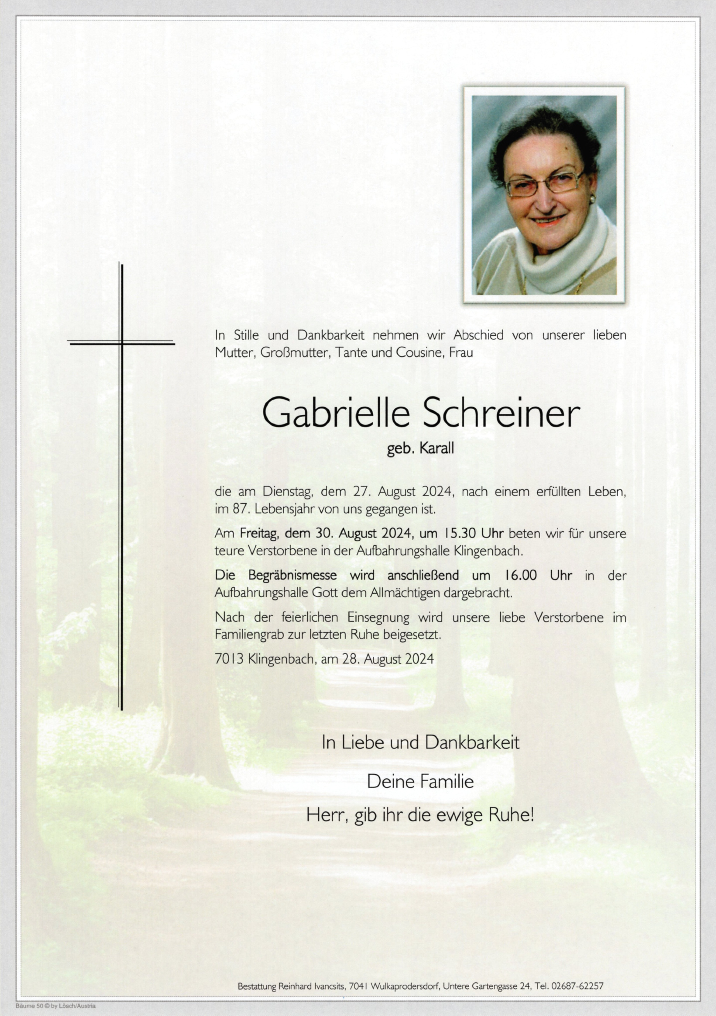 Traueranzeige von Gabrielle Schreiner