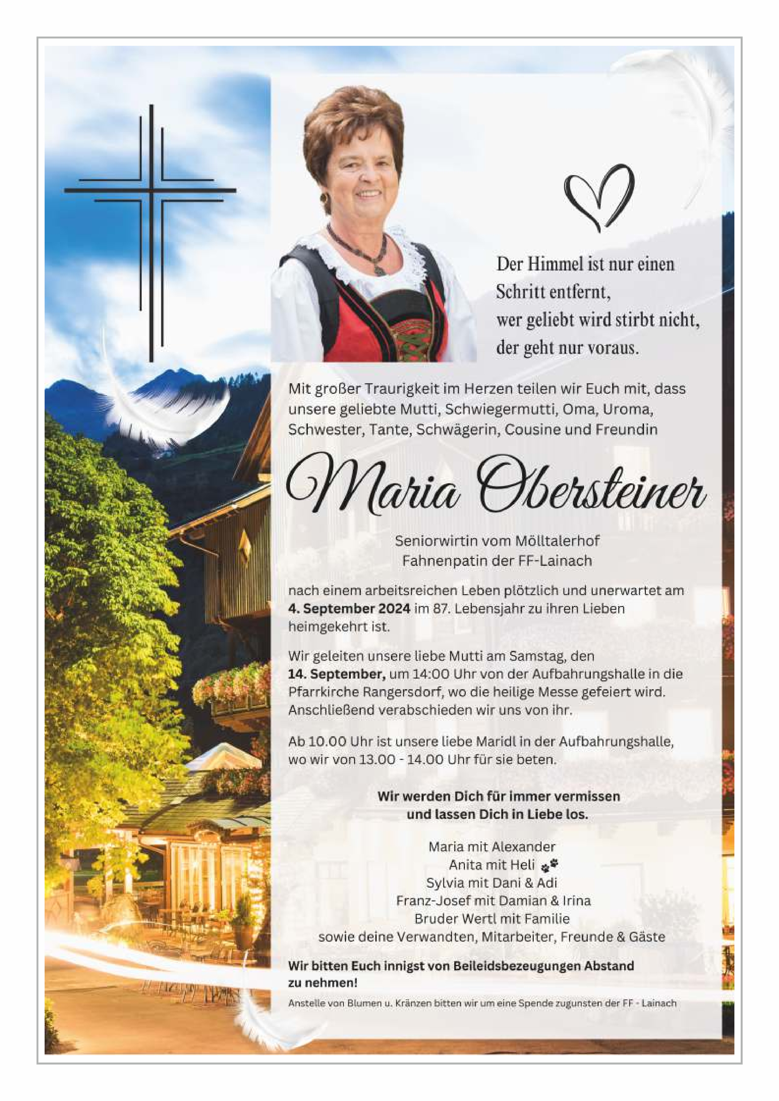 Traueranzeige von Maria Obersteiner