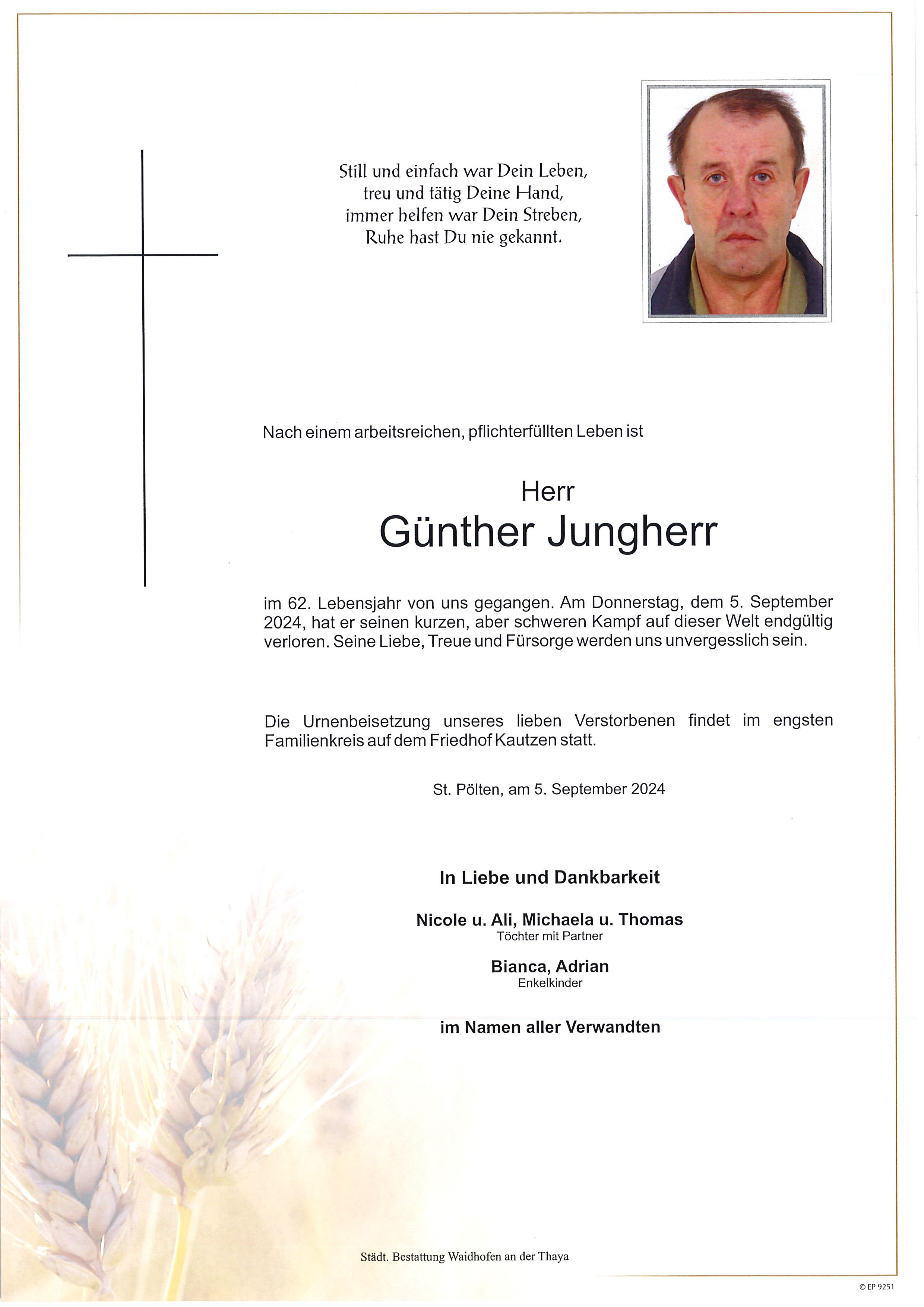 Traueranzeige von Günther Jungherr
