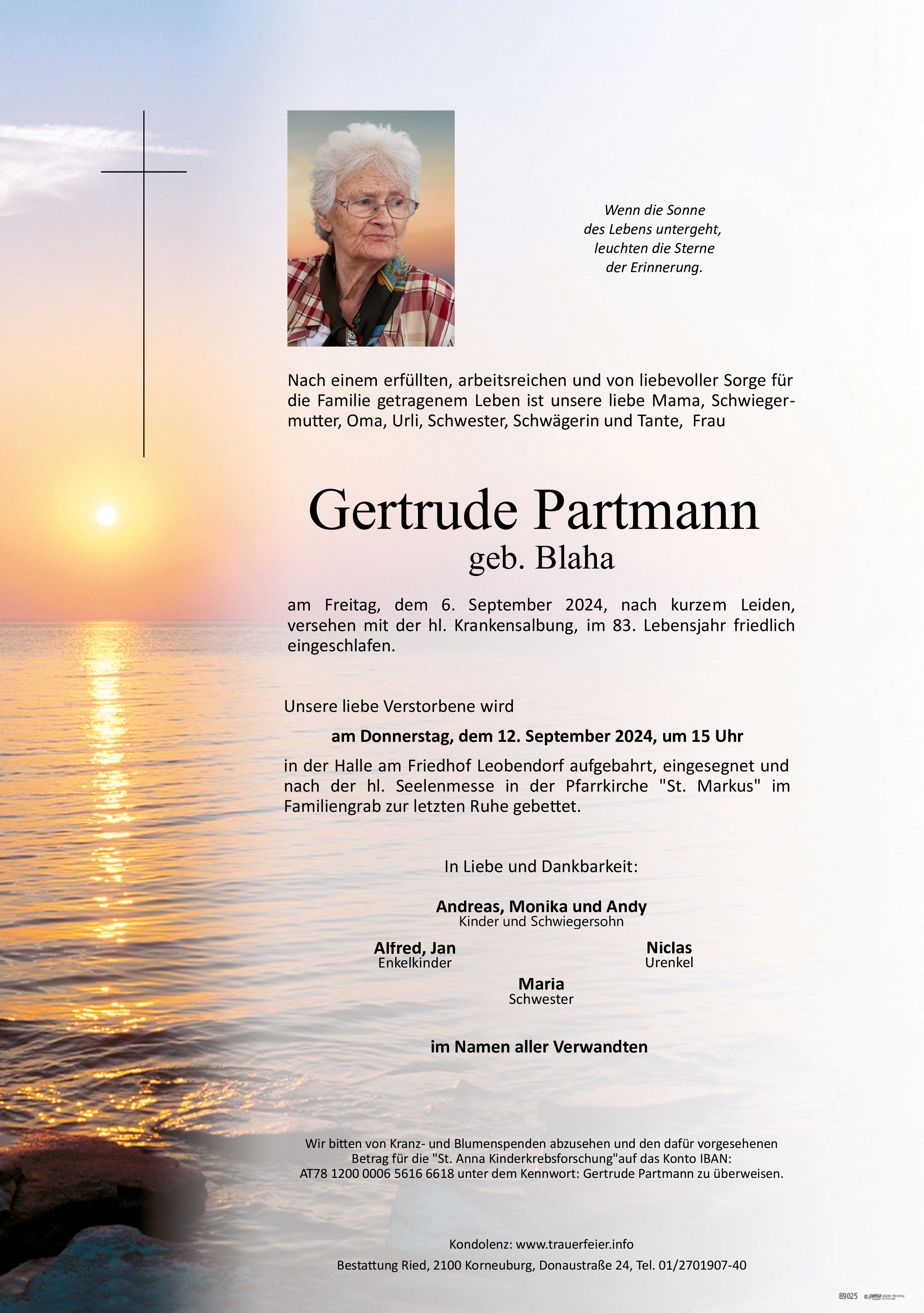 Traueranzeige von Gertrude Partmann