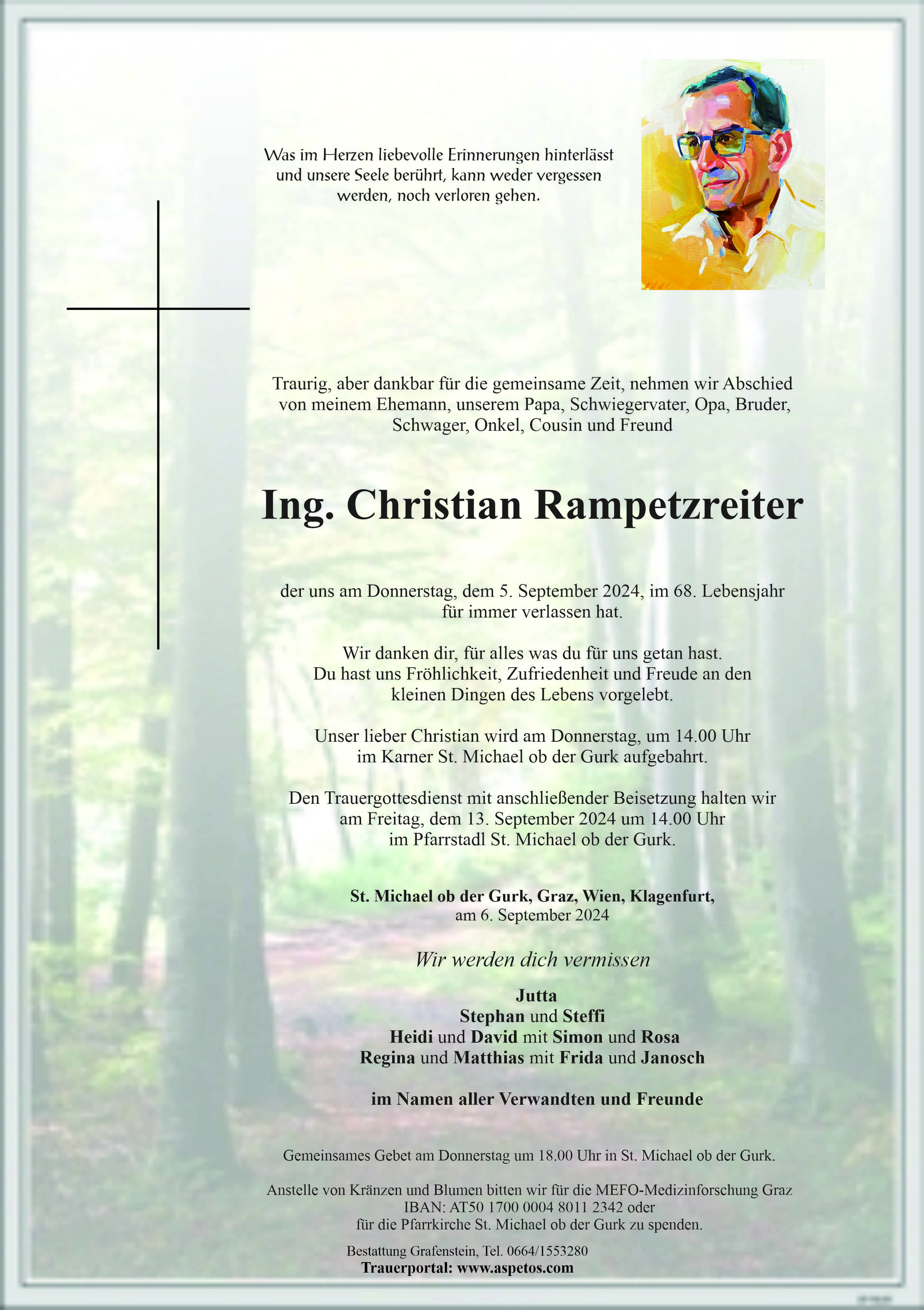 Traueranzeige von Ing. Christian Rampetzreiter