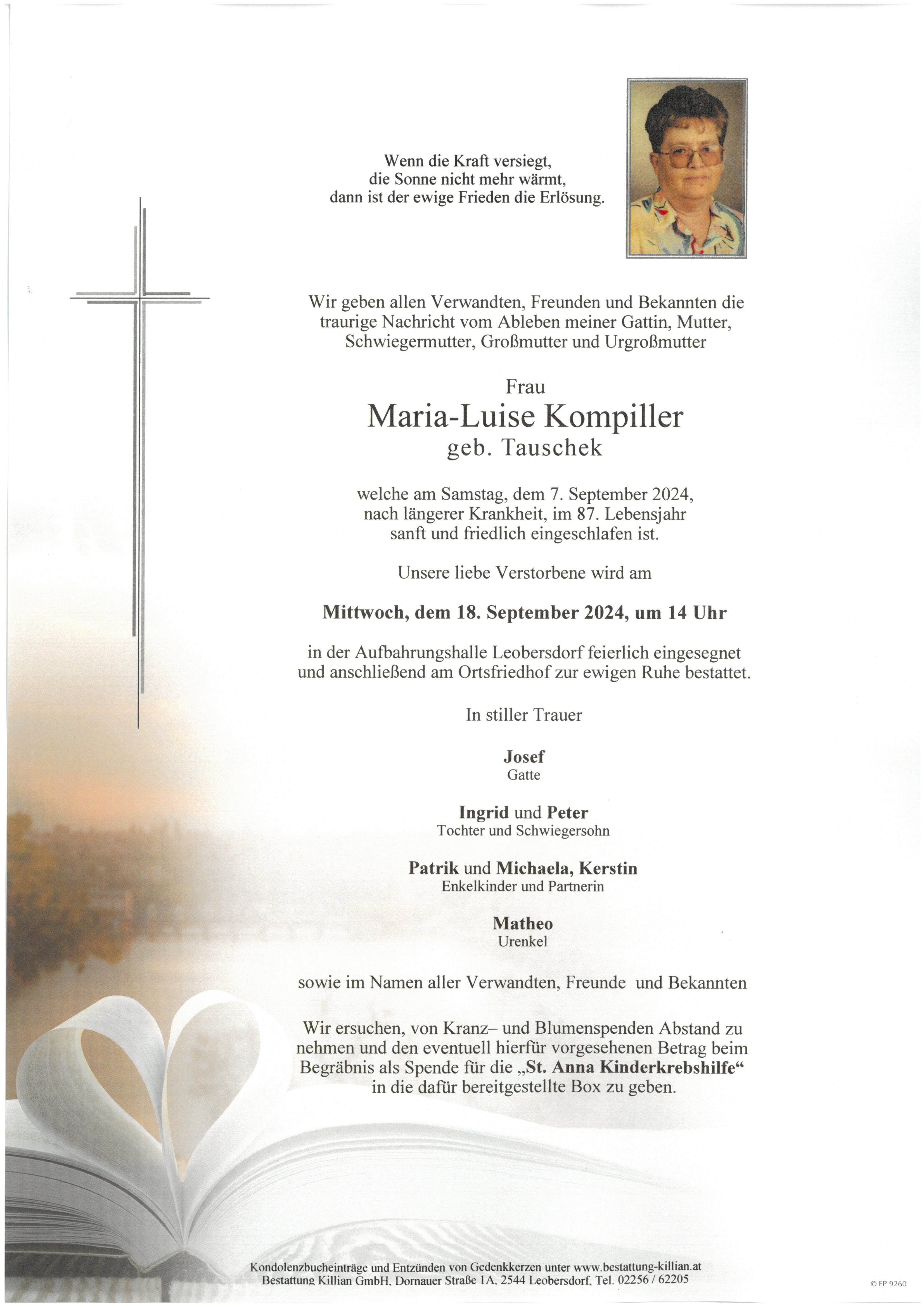 Traueranzeige von Maria-Luise Kompiller