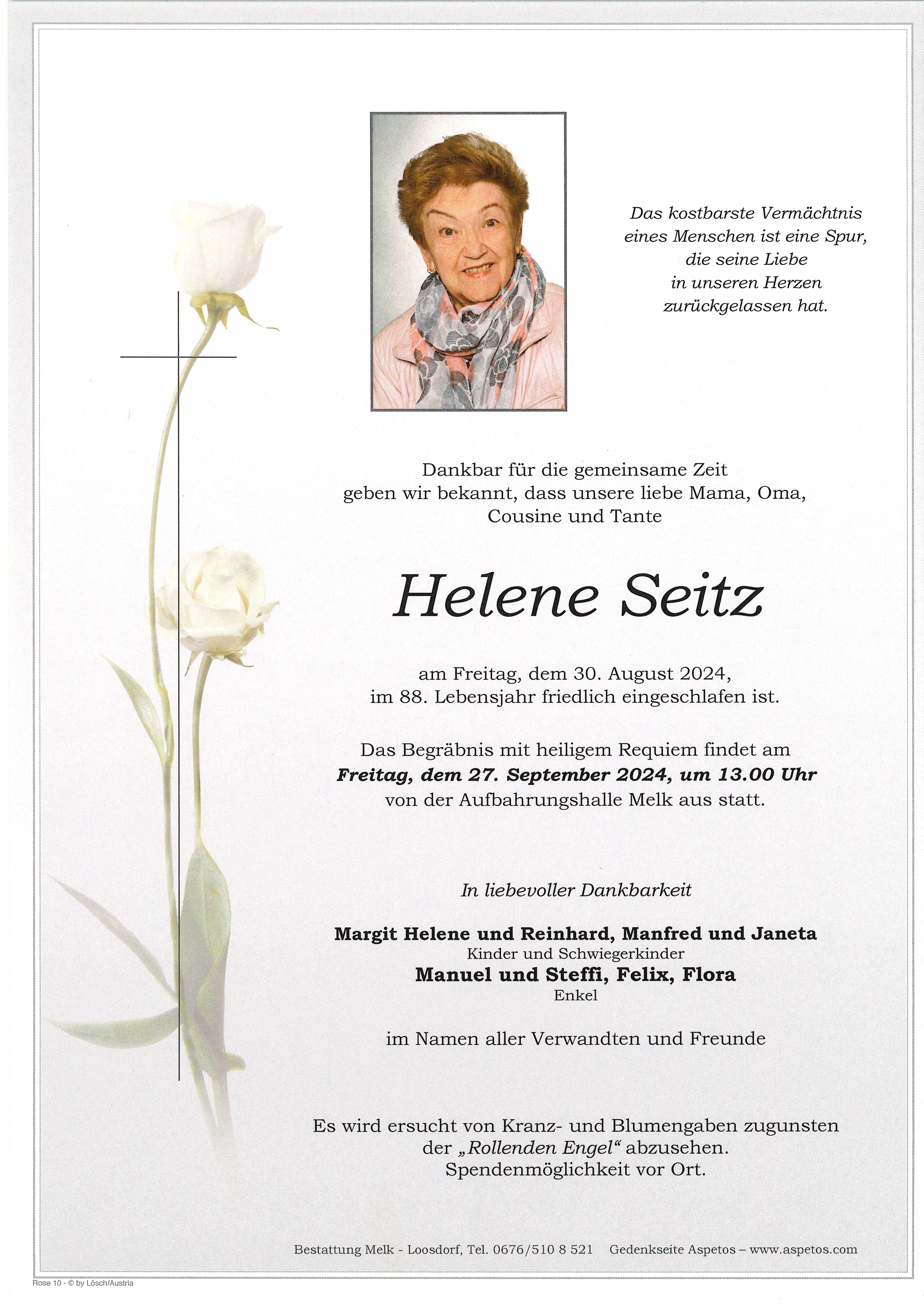 Traueranzeige von Helene Seitz