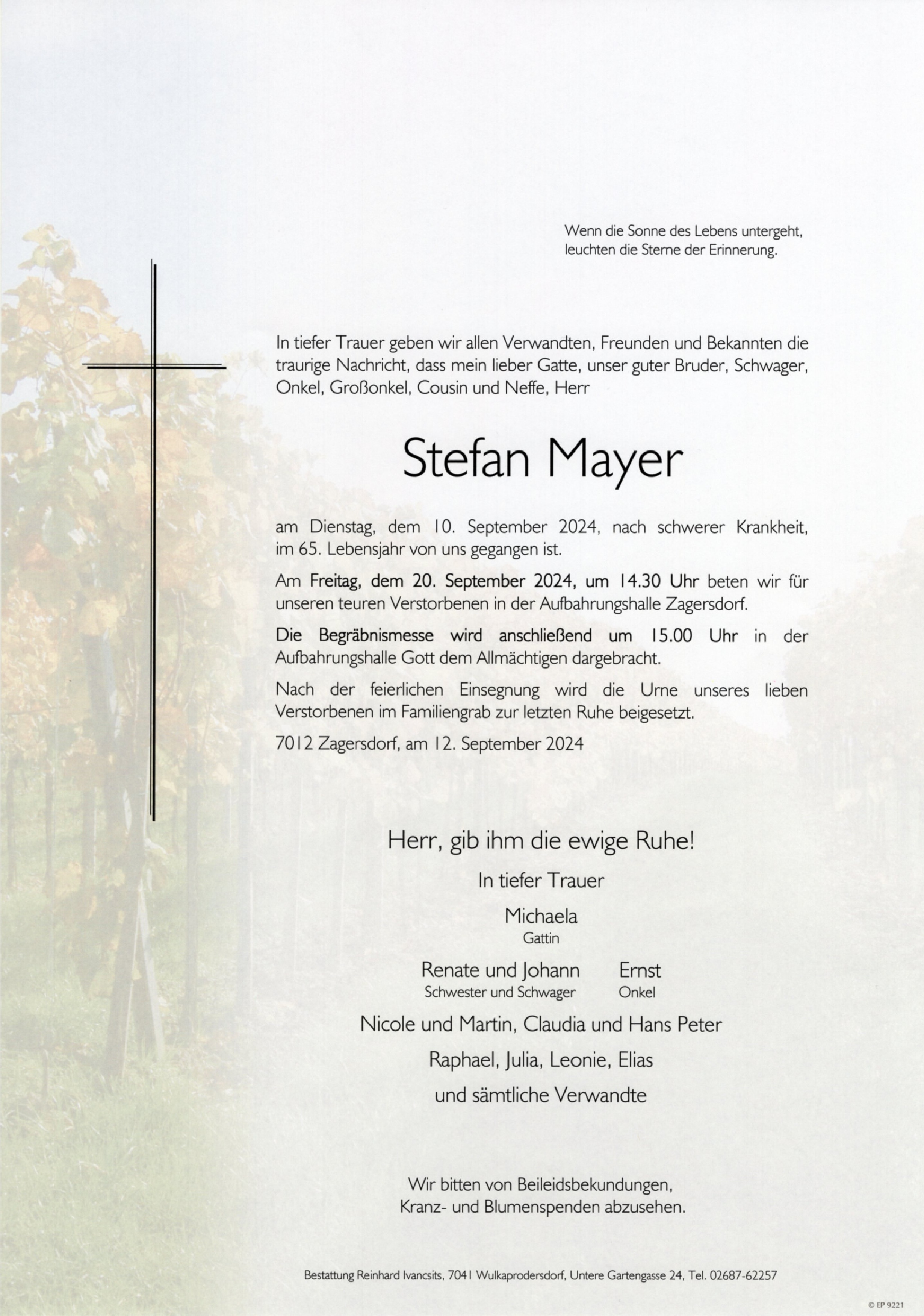 Traueranzeige von Stefan Mayer