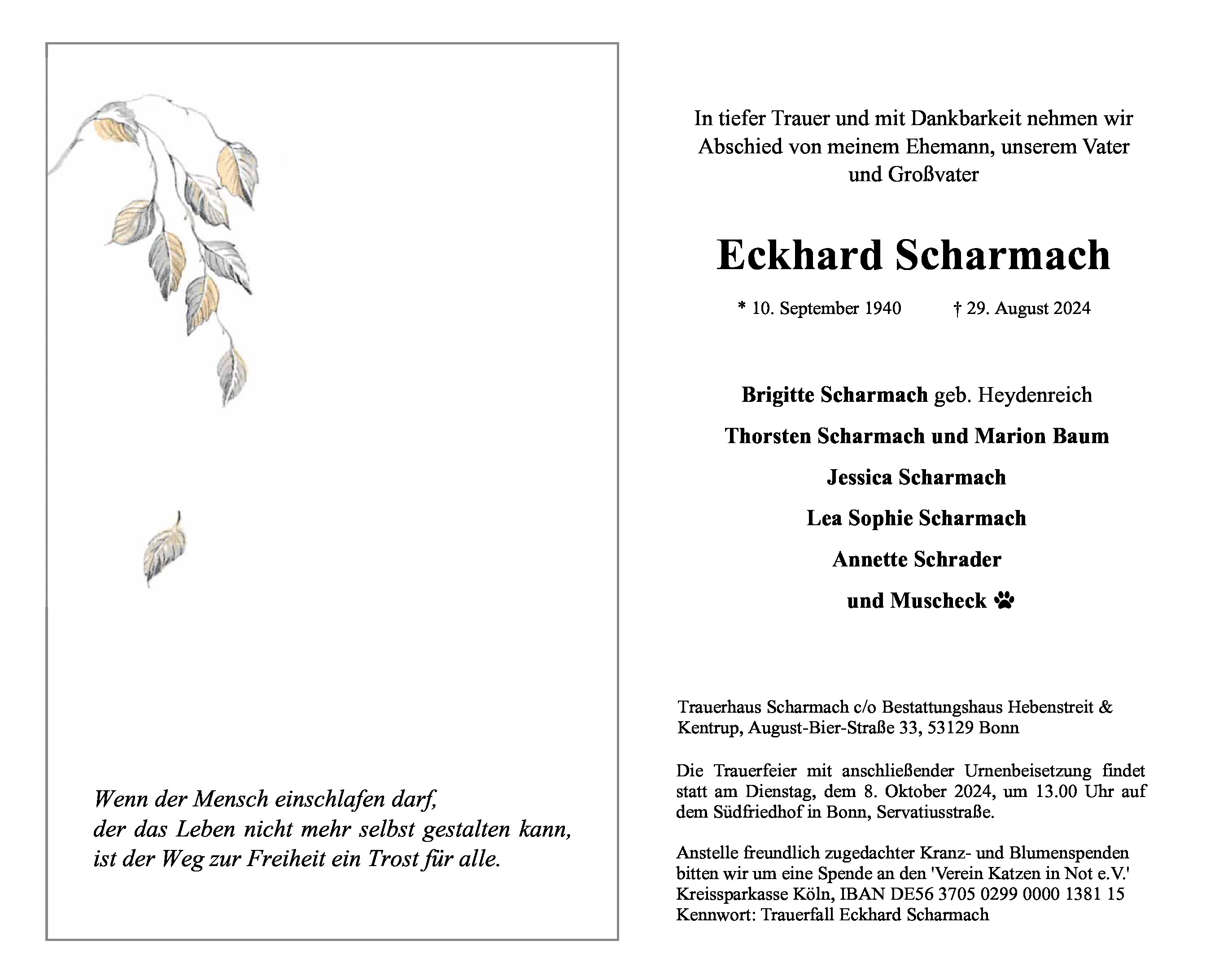 Traueranzeige von Eckhard Scharmach