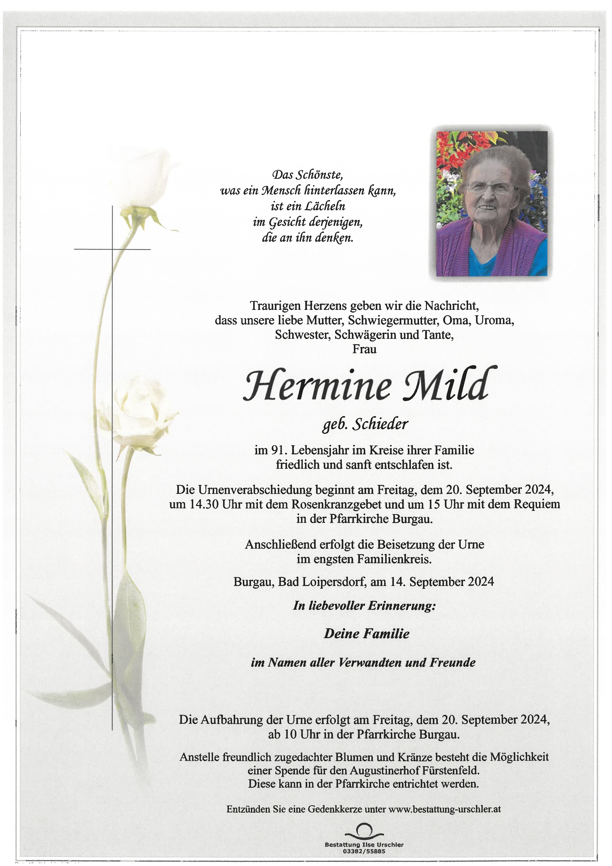 Traueranzeige von Hermine Mild