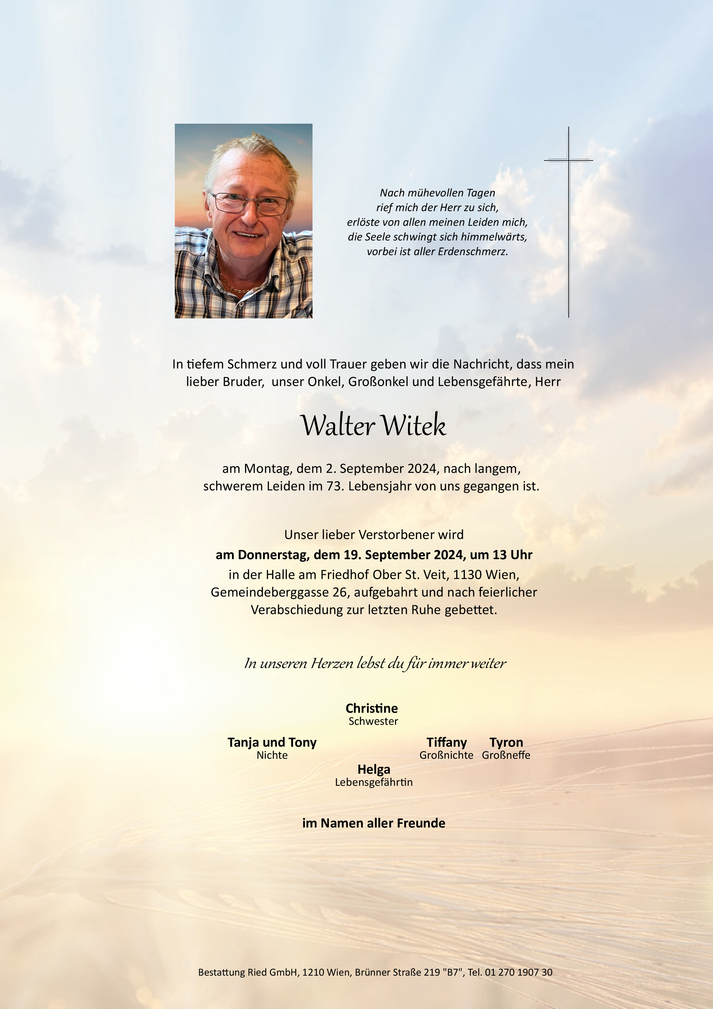 Traueranzeige von Walter Witek