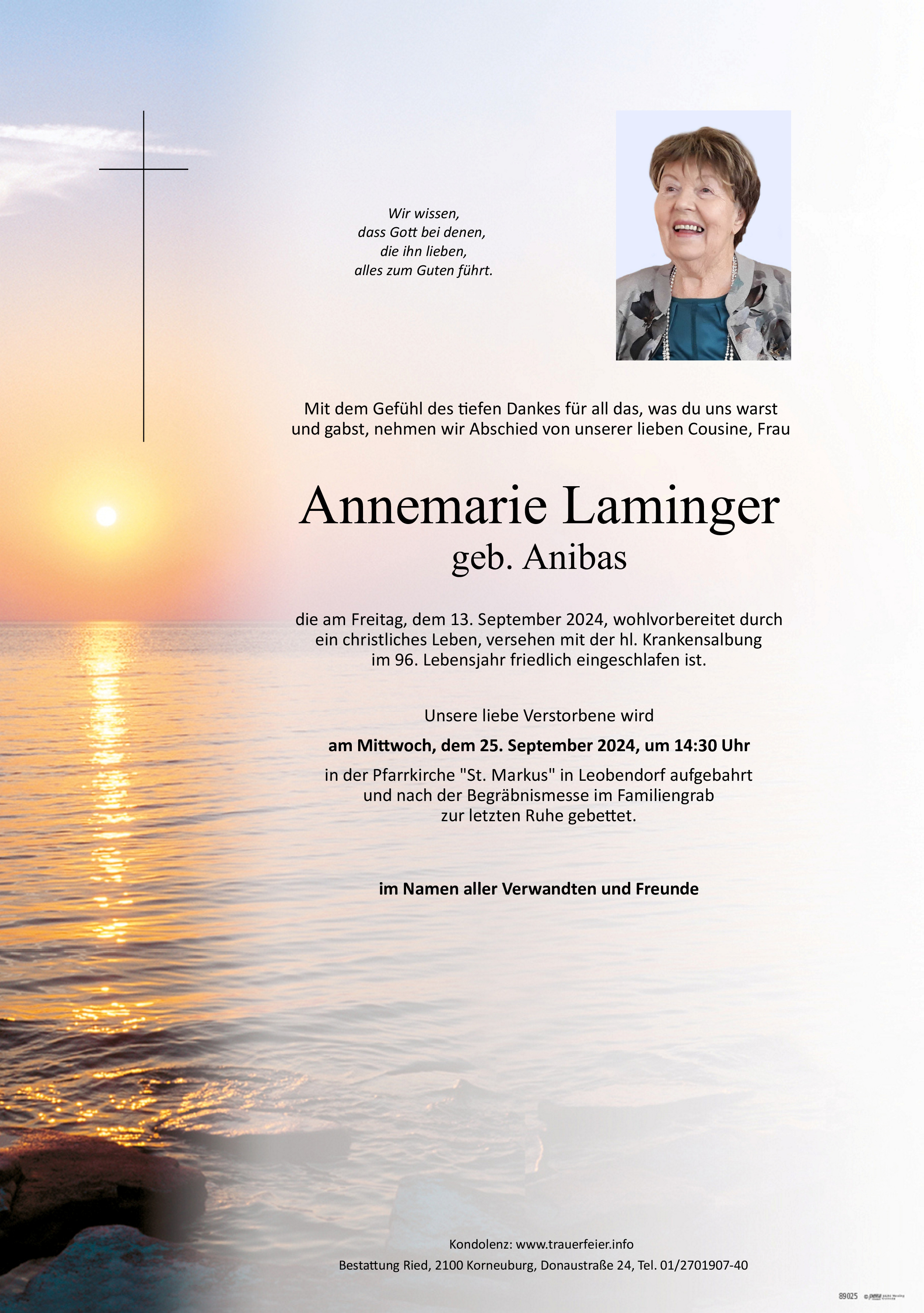 Traueranzeige von Annemarie Laminger