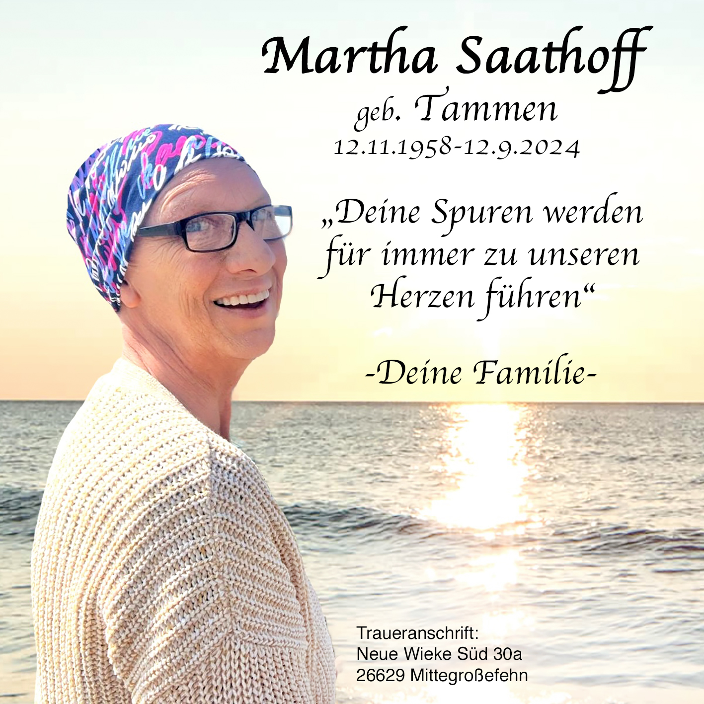 Traueranzeige von Martha Saathoff