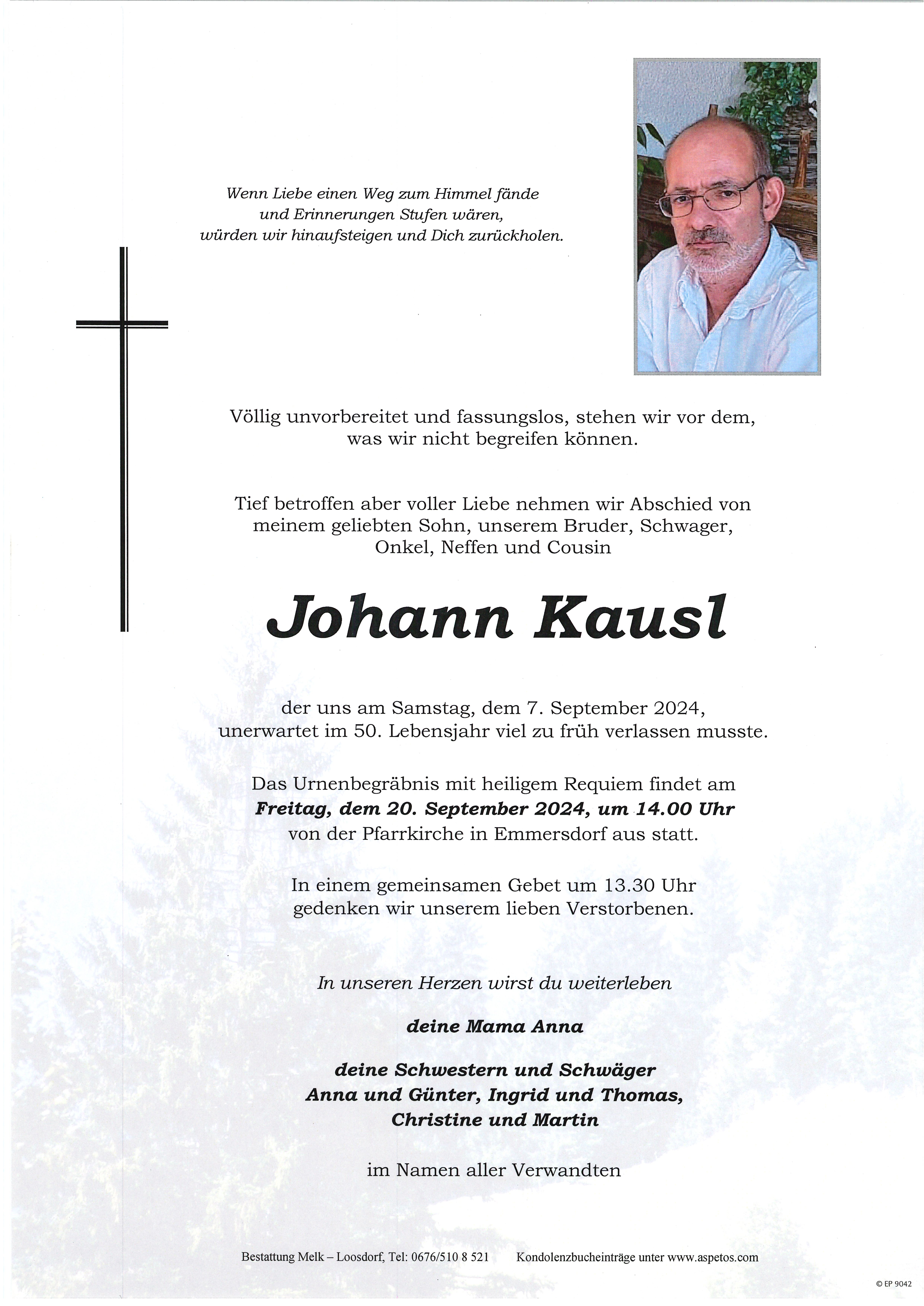 Traueranzeige von Johann Kausl