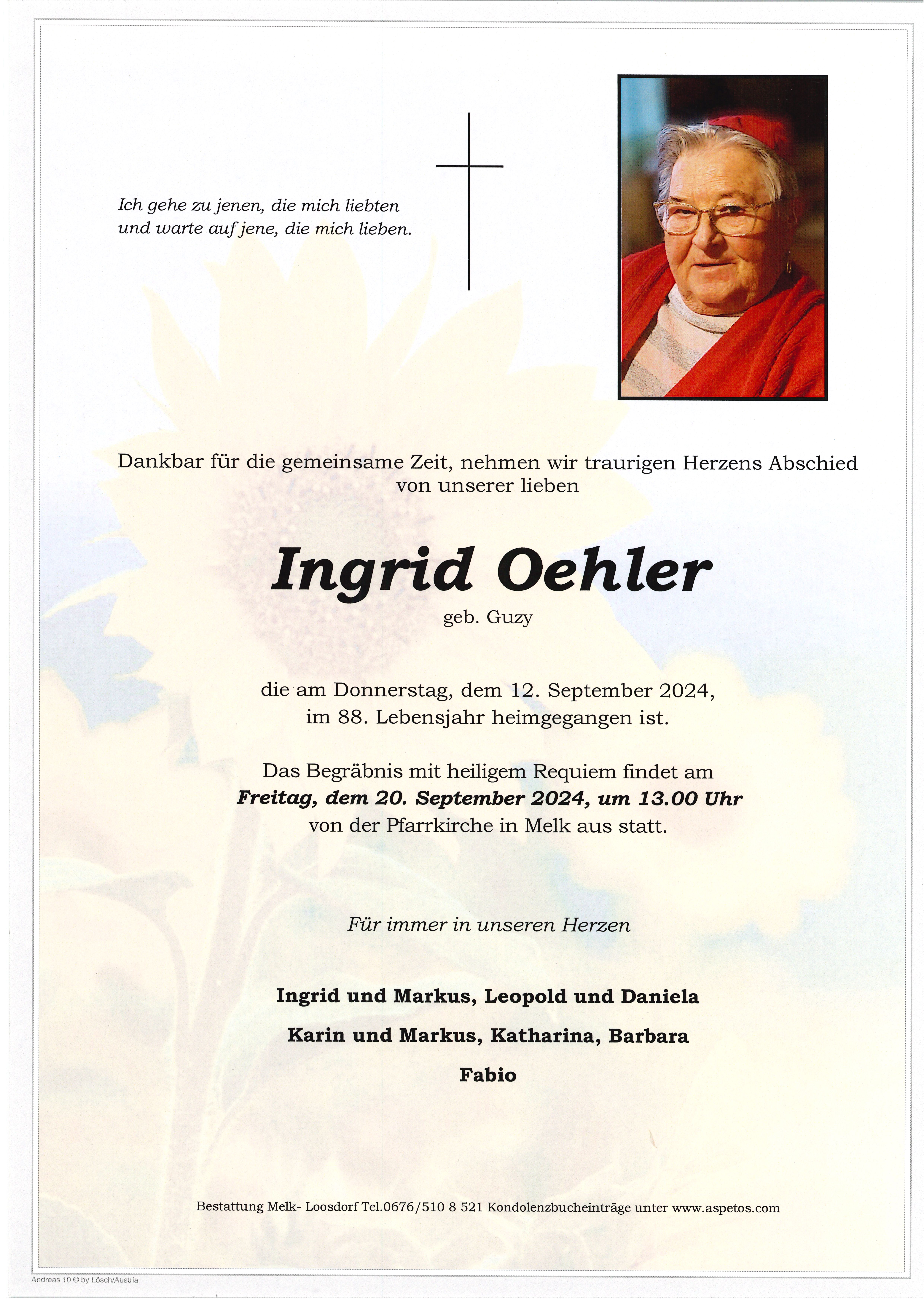Traueranzeige von Ingrid Oehler