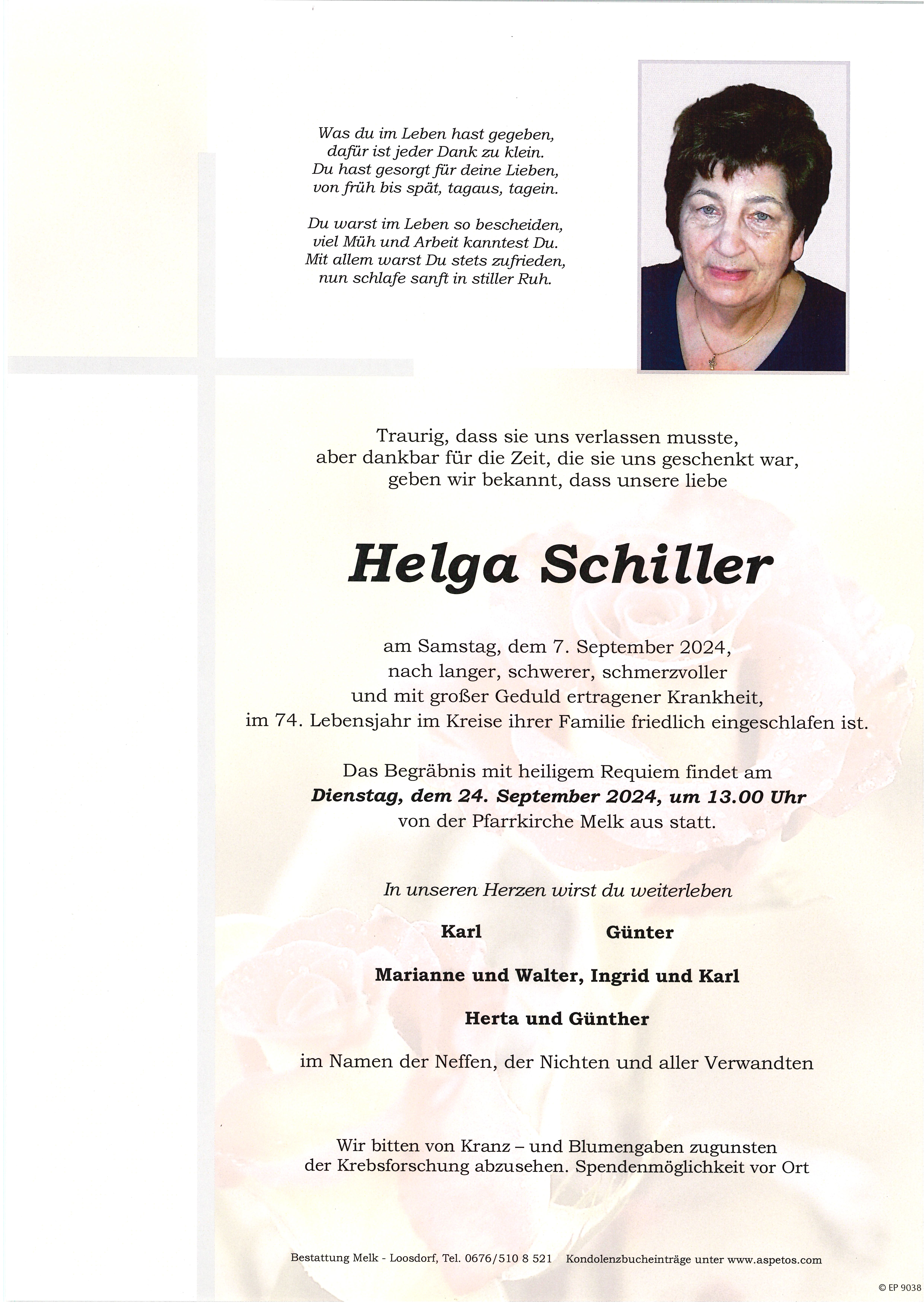Traueranzeige von Helga Schiller