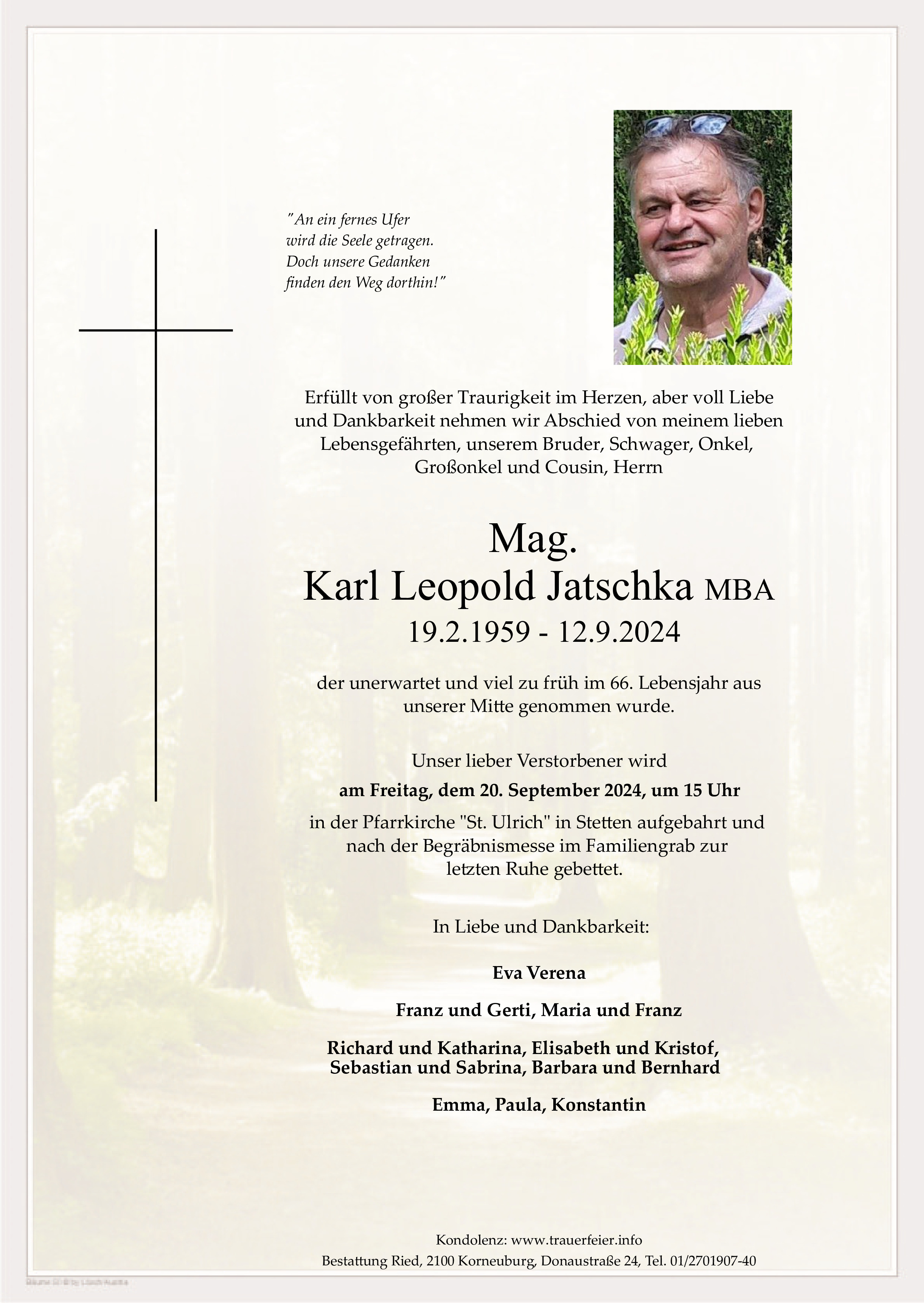 Traueranzeige von Karl Leopold Jatschka