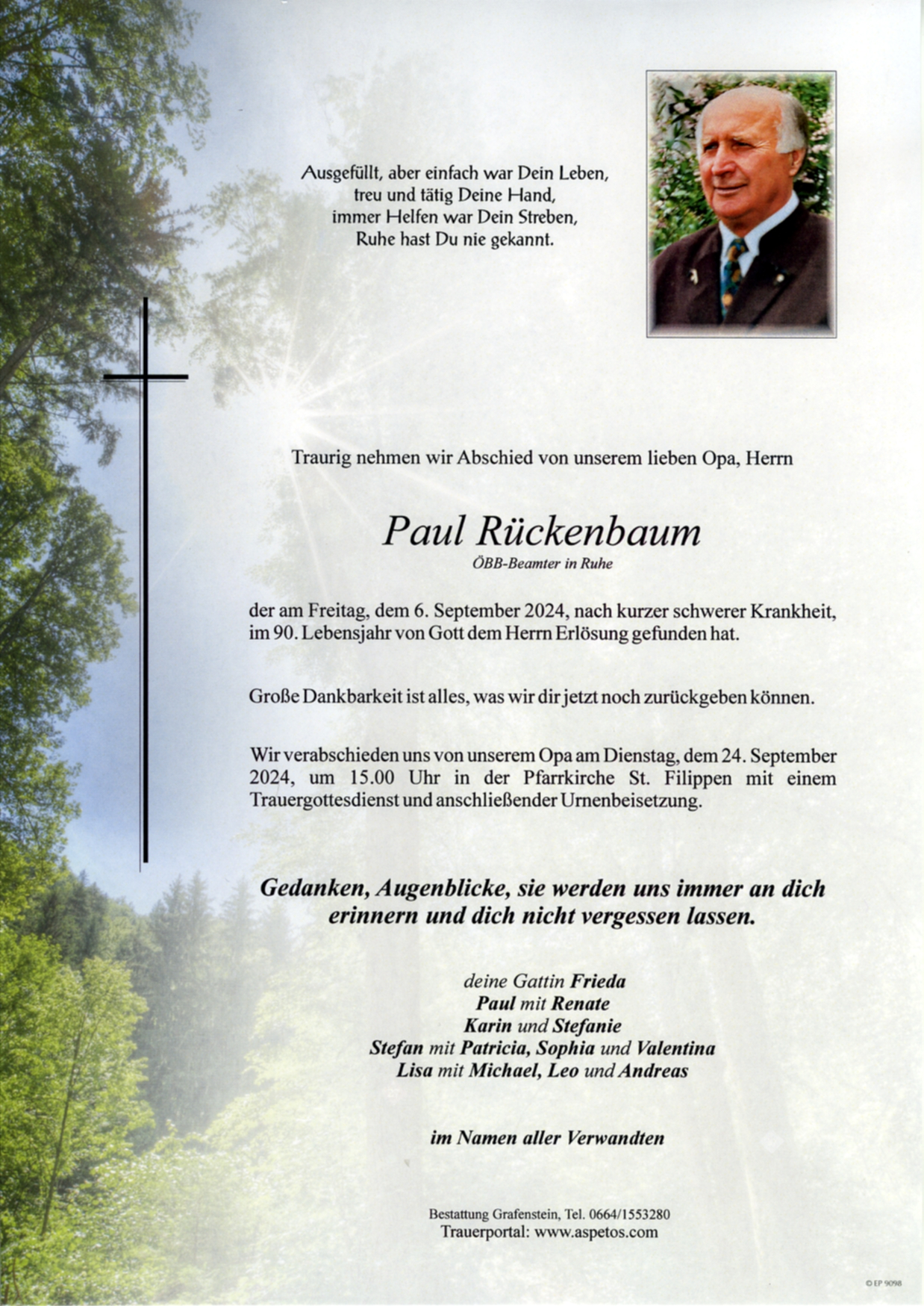 Traueranzeige von Herr Paul Rückenbaum