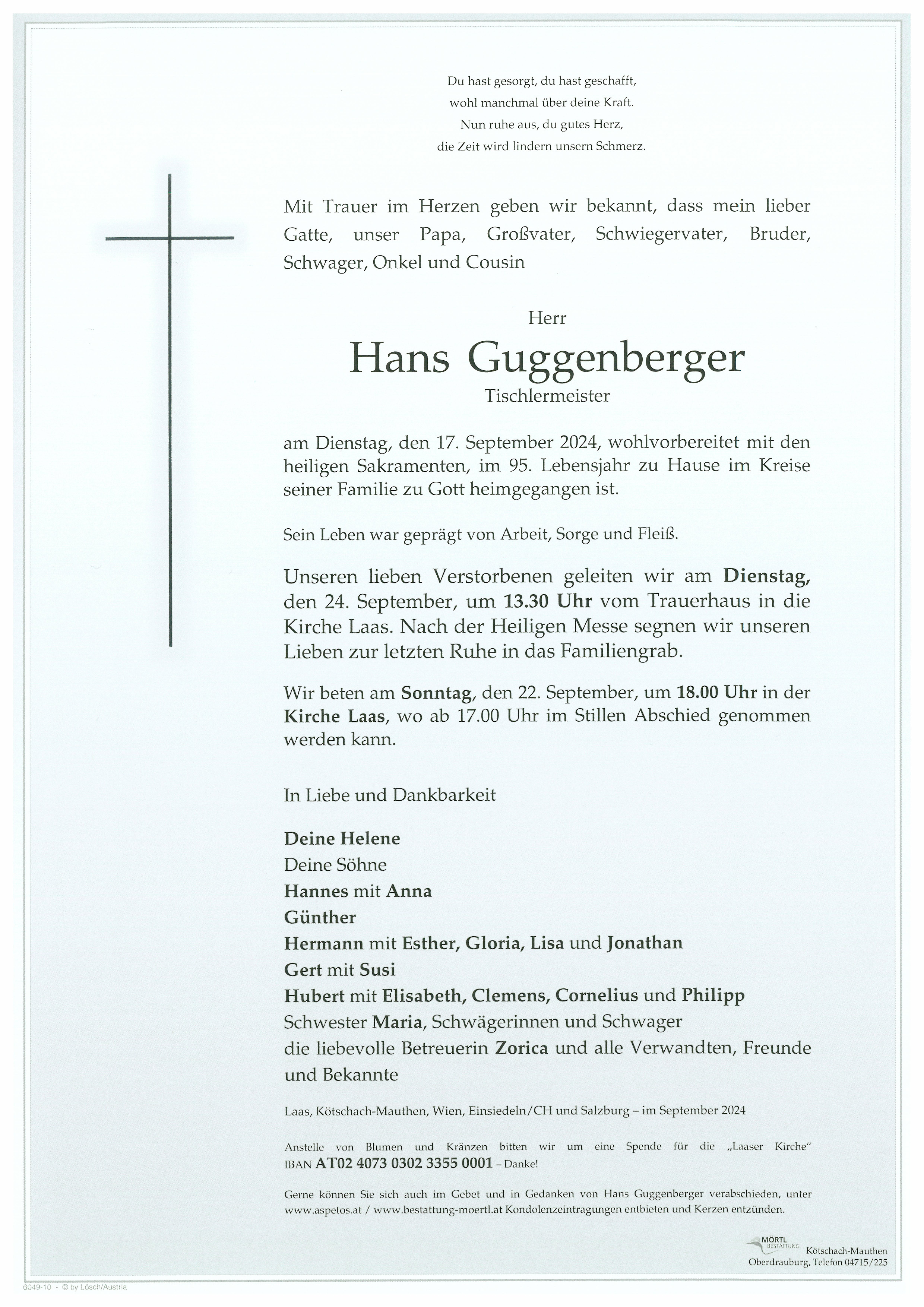 Traueranzeige von Hans Guggenberger