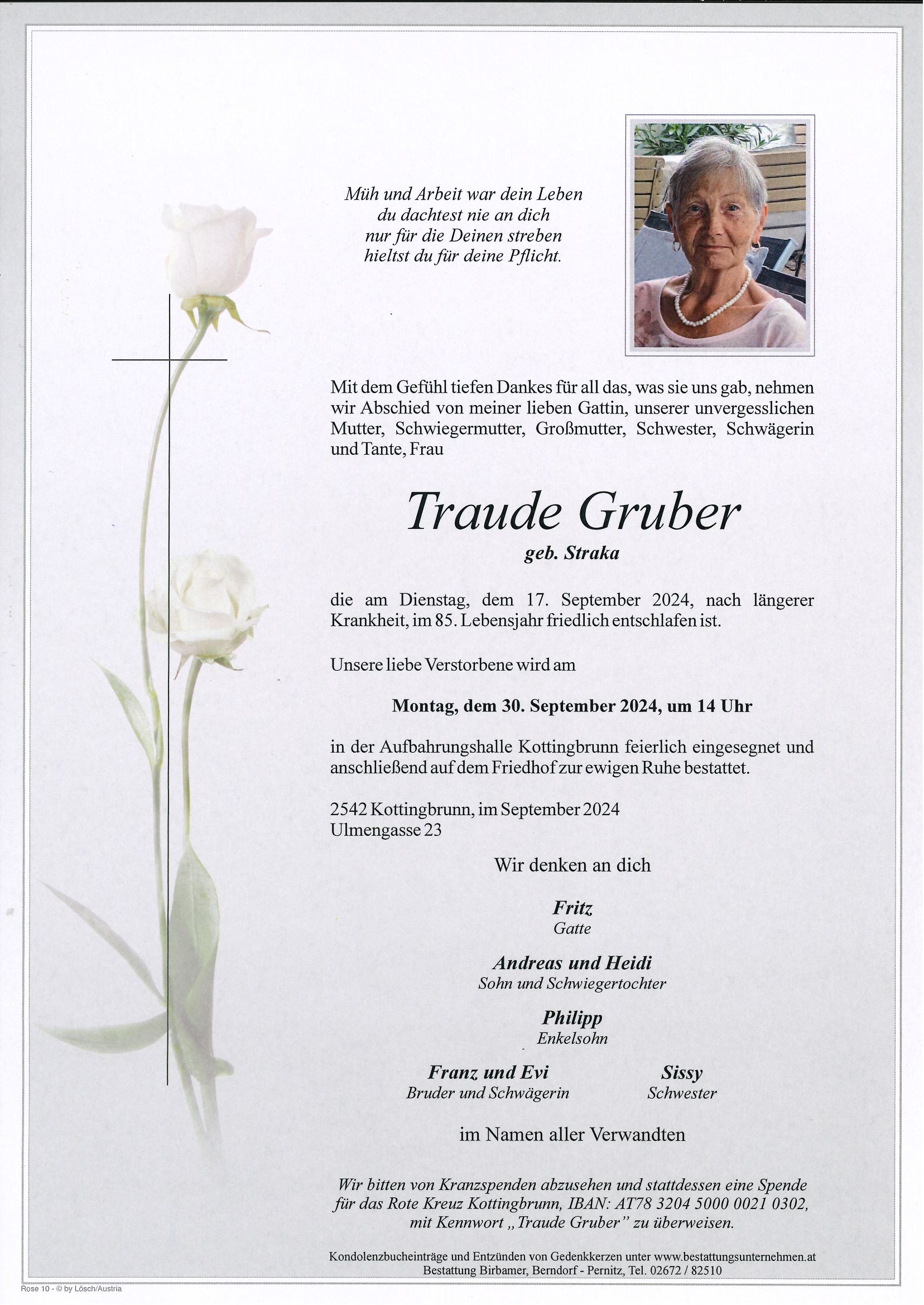 Traueranzeige von Traude Gruber