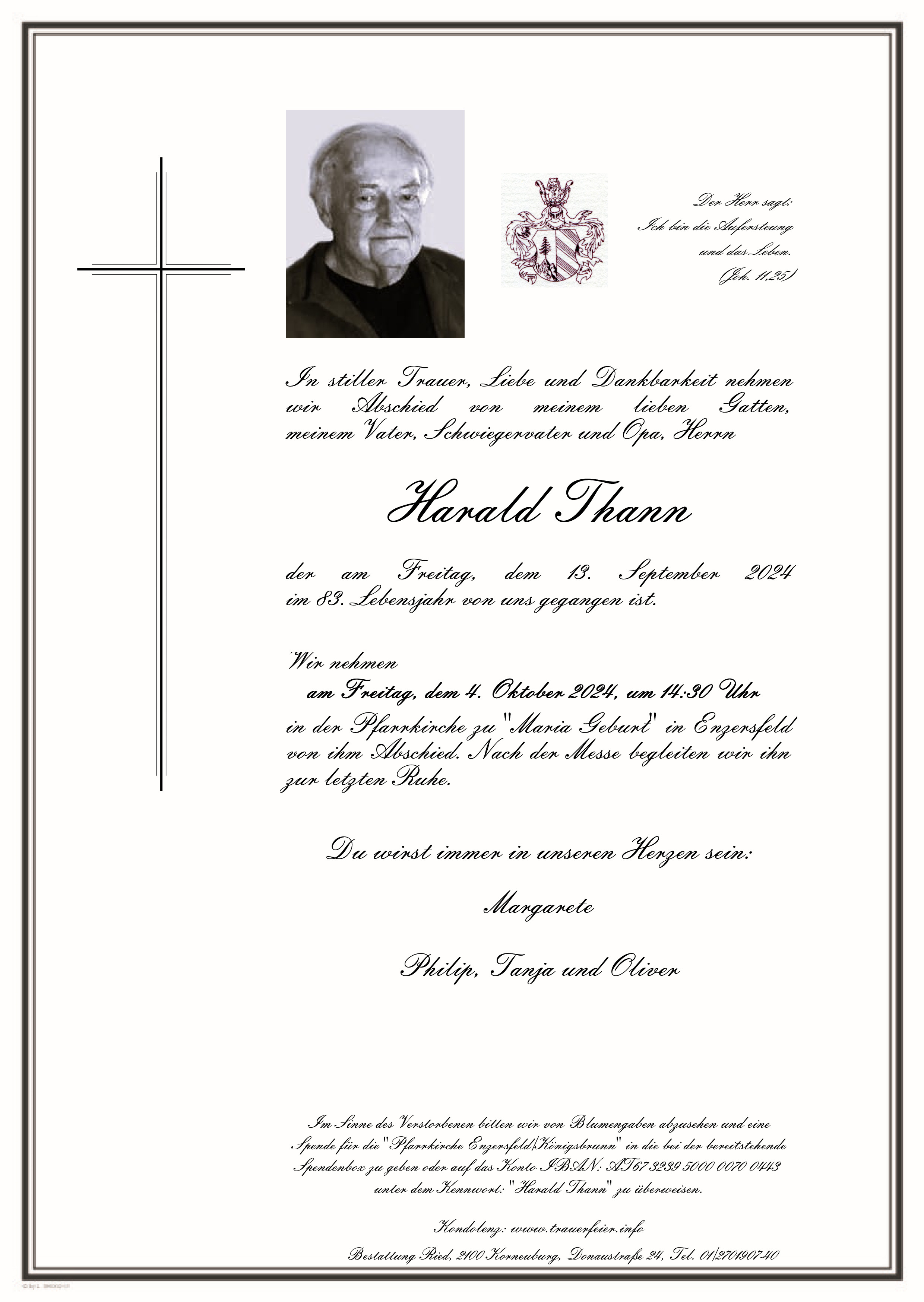 Traueranzeige von Harald Thann