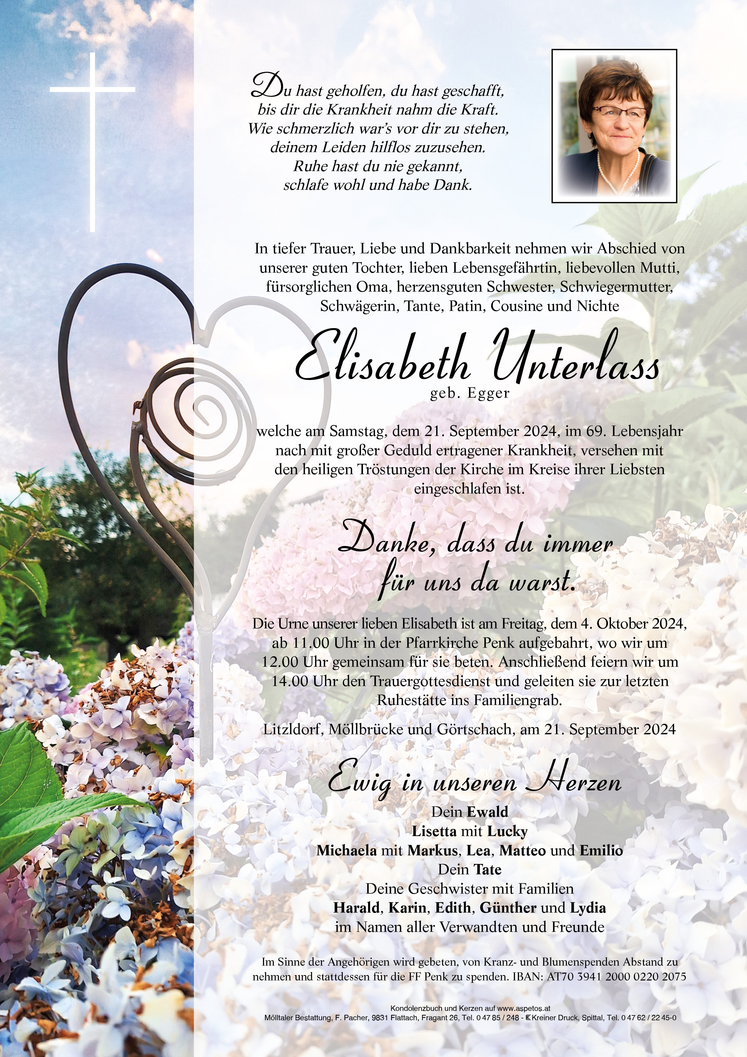 Traueranzeige von Elisabeth Unterlass