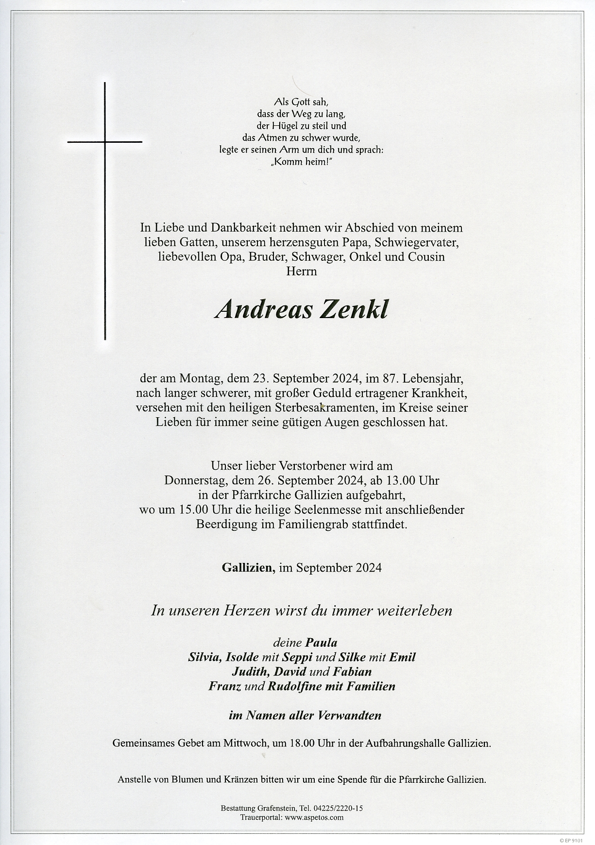 Traueranzeige von Andreas Zenkl