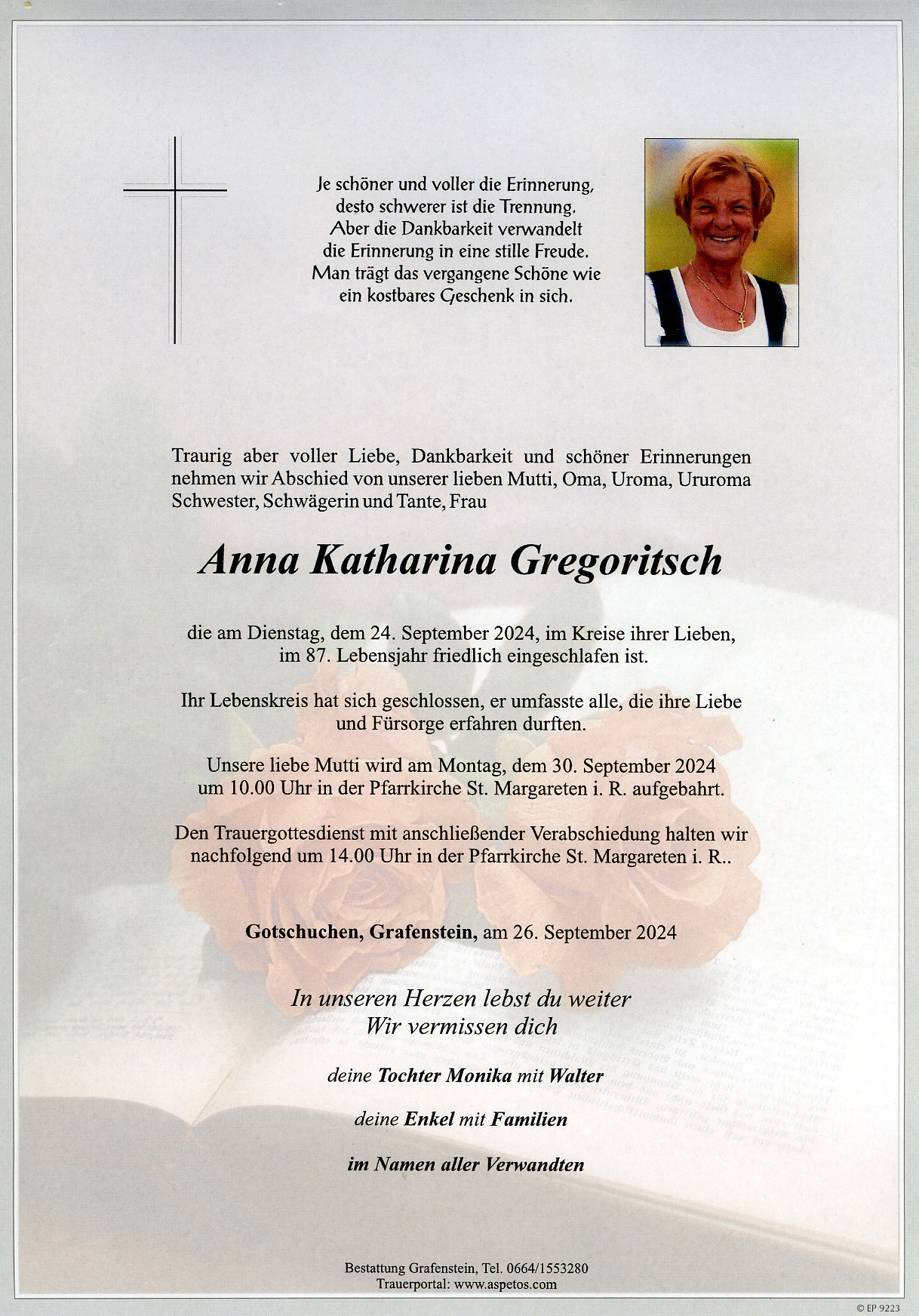 Traueranzeige von Anna Katharina Gregoritsch