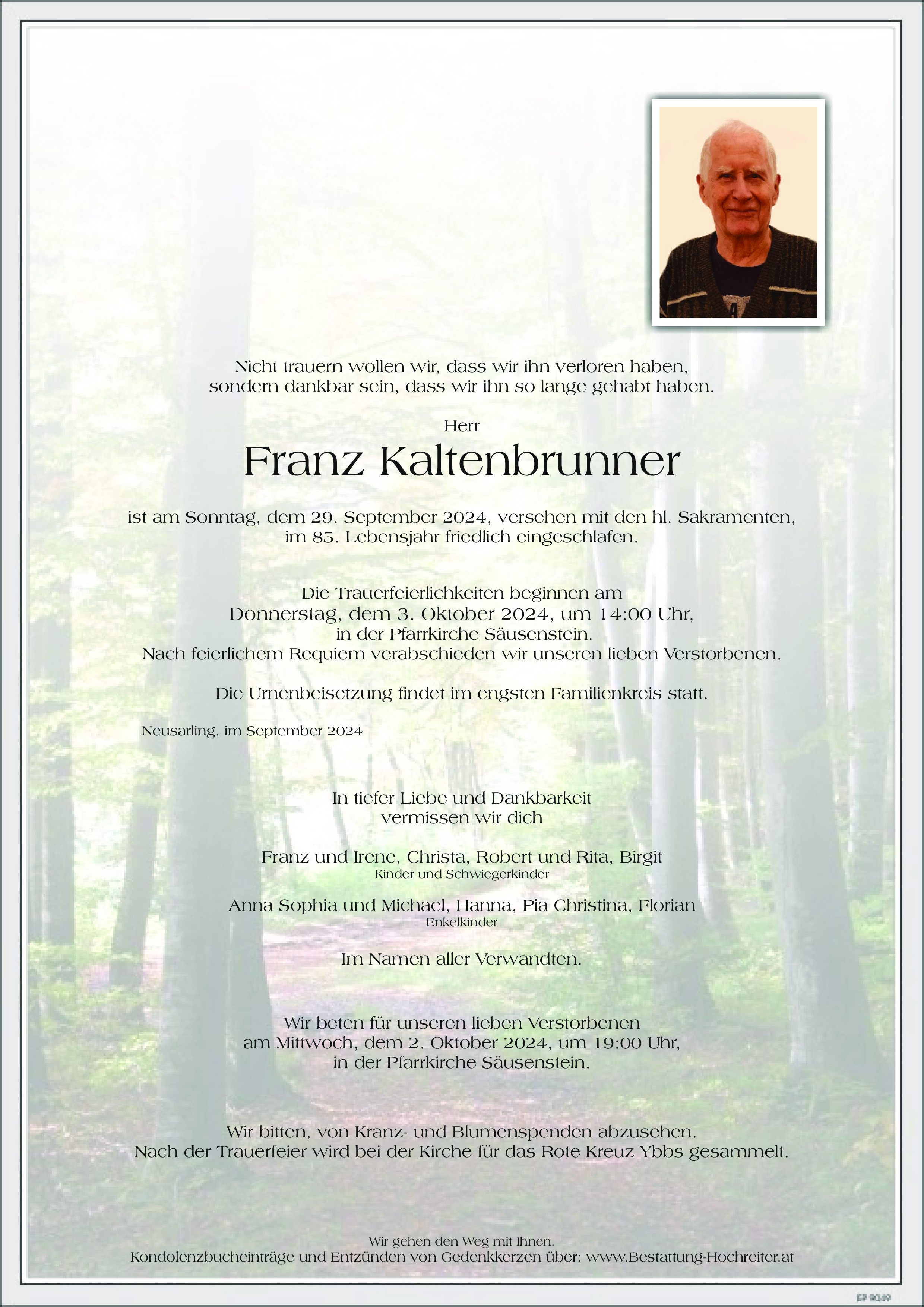 Traueranzeige von Franz Kaltenbrunner