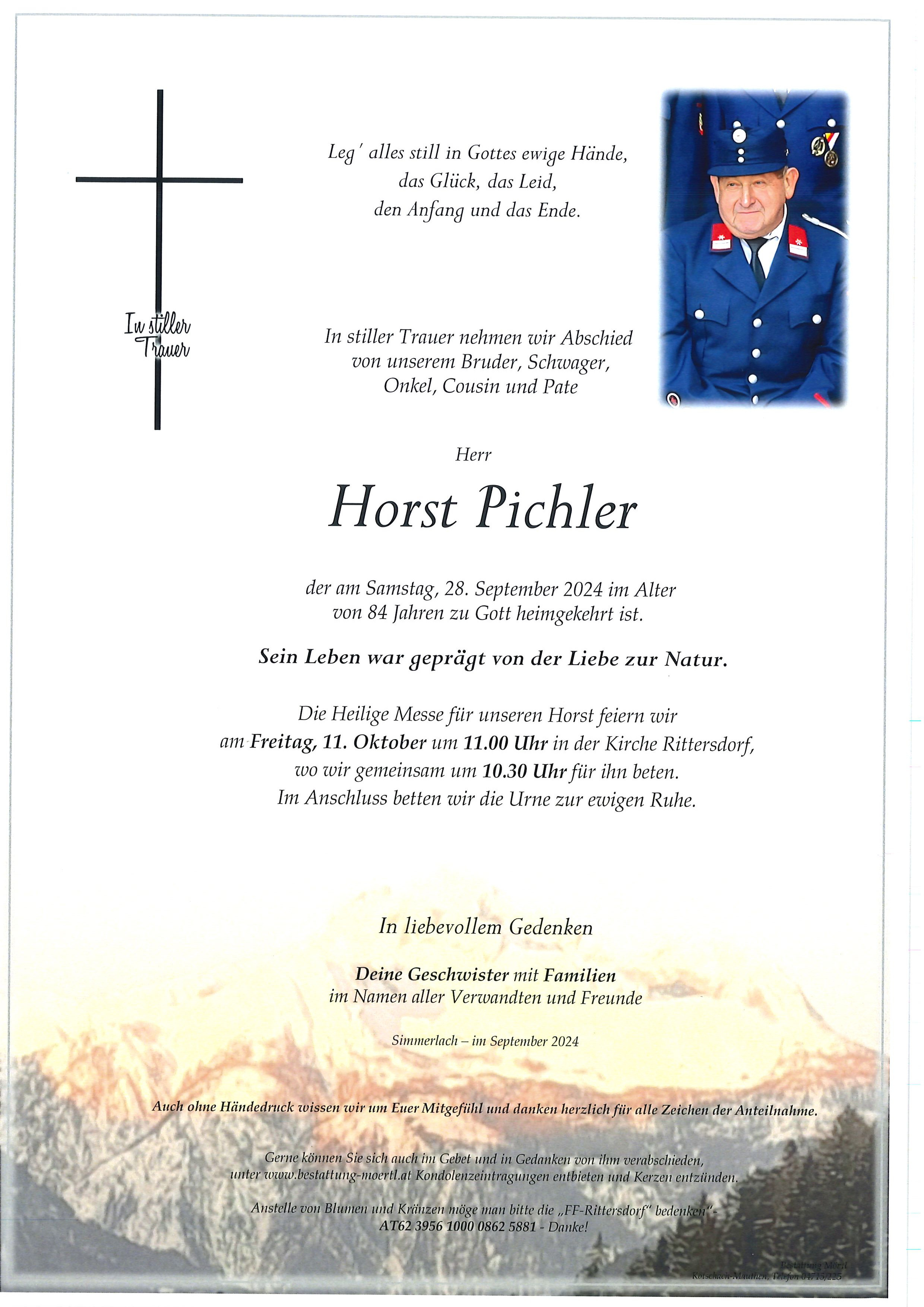 Traueranzeige von Horst Pichler