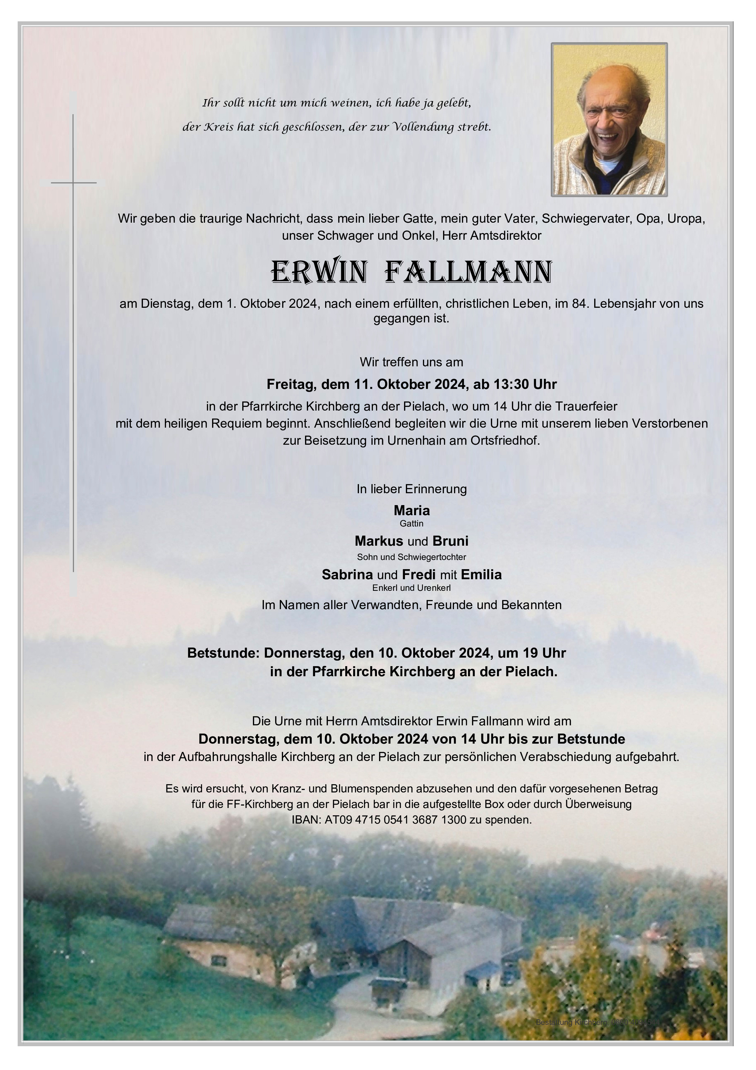 Traueranzeige von Amtsdirektor Erwin Fallmann