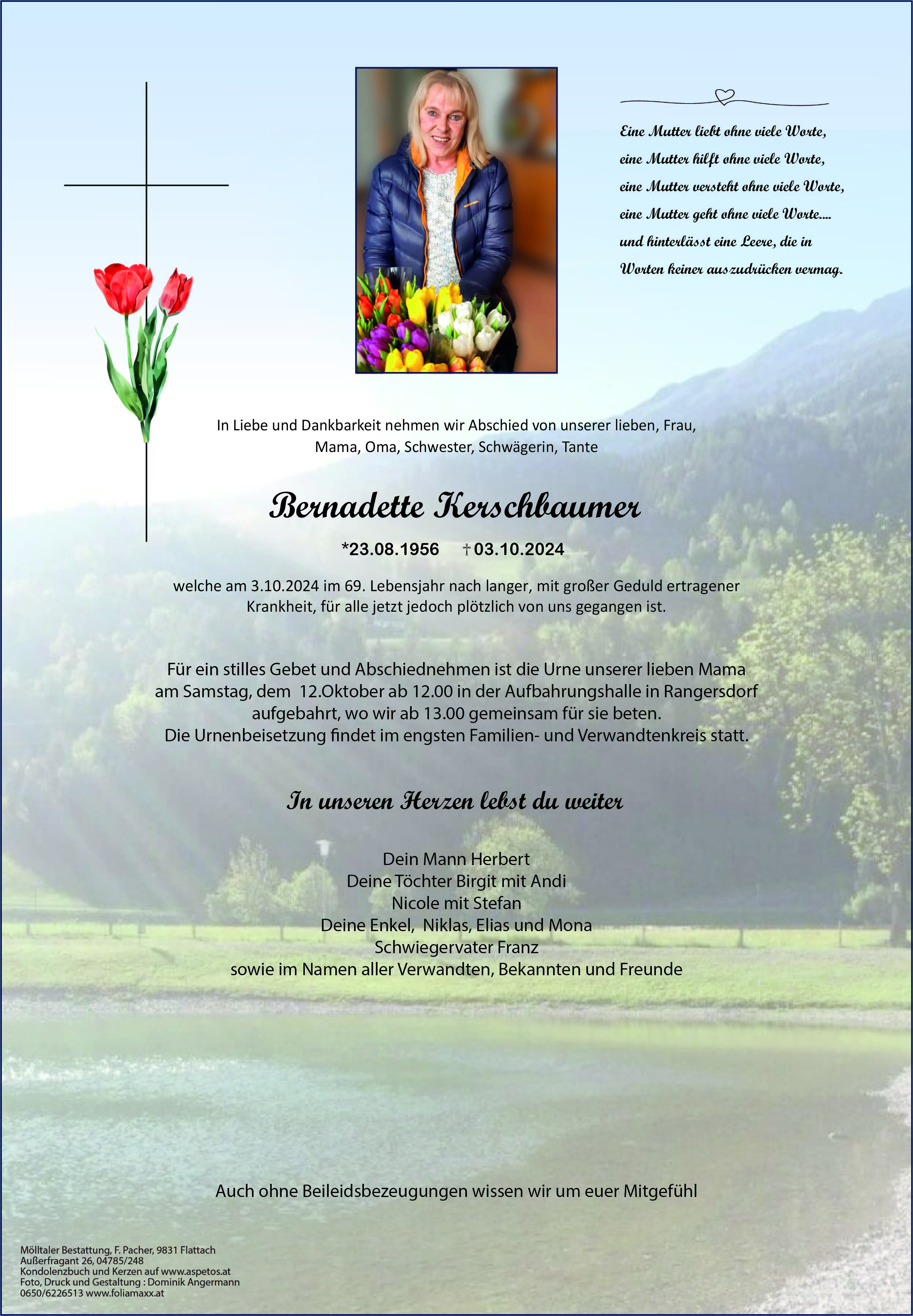 Traueranzeige von Bernadette Kerschbaumer