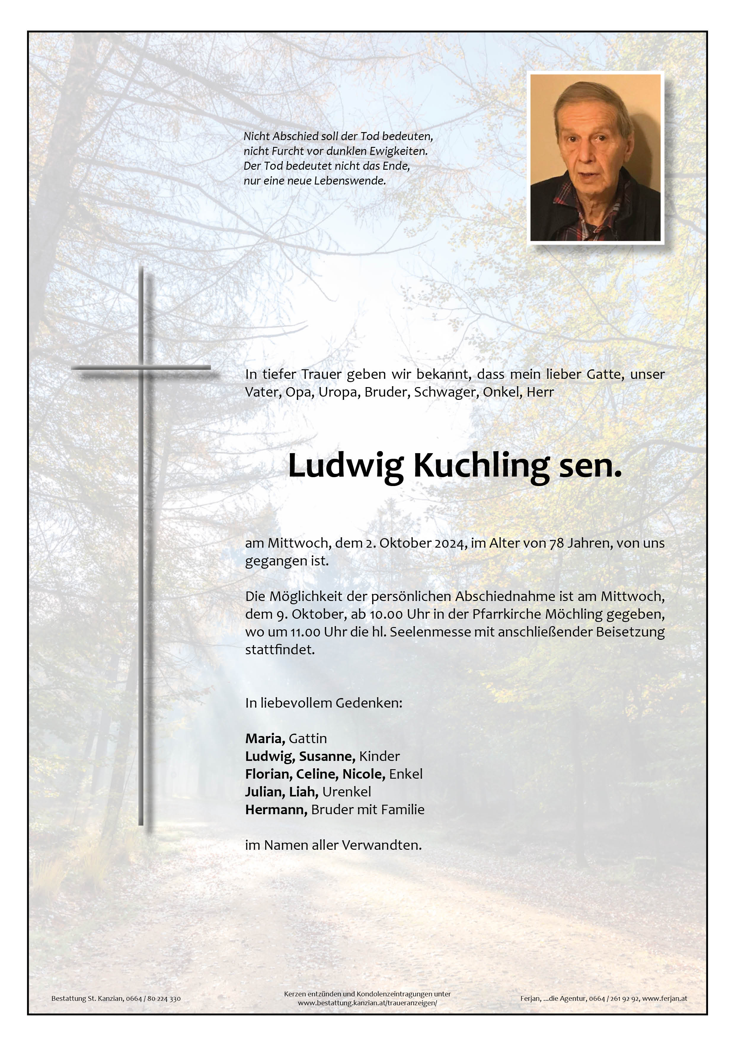 Traueranzeige von Ludwig Kuchling sen.