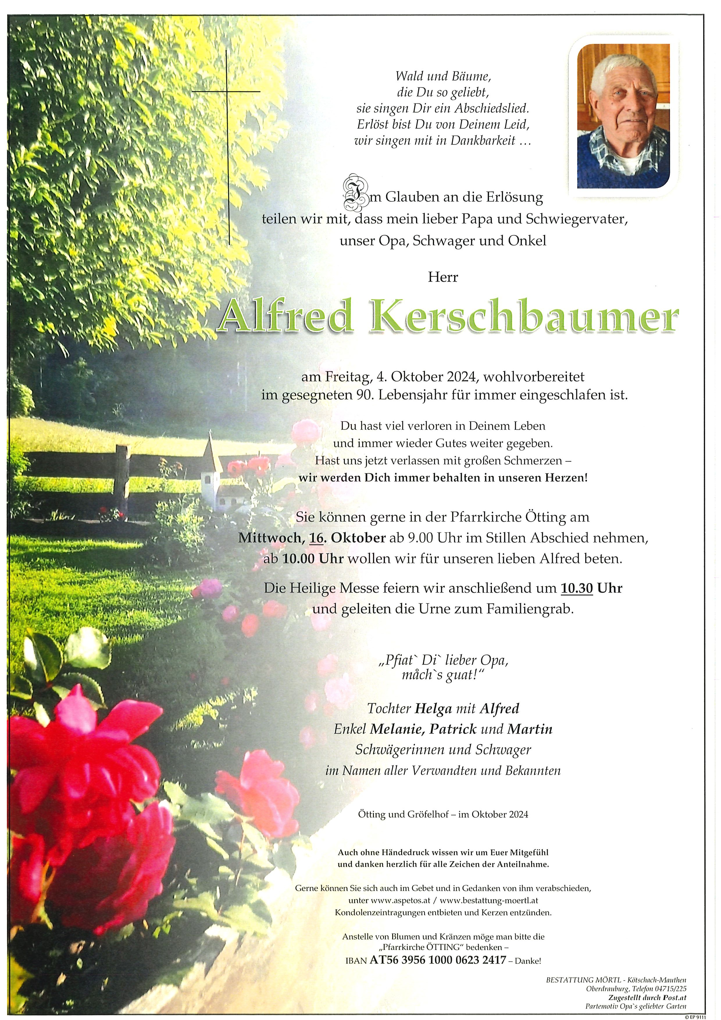 Traueranzeige von Alfred Kerschbaumer