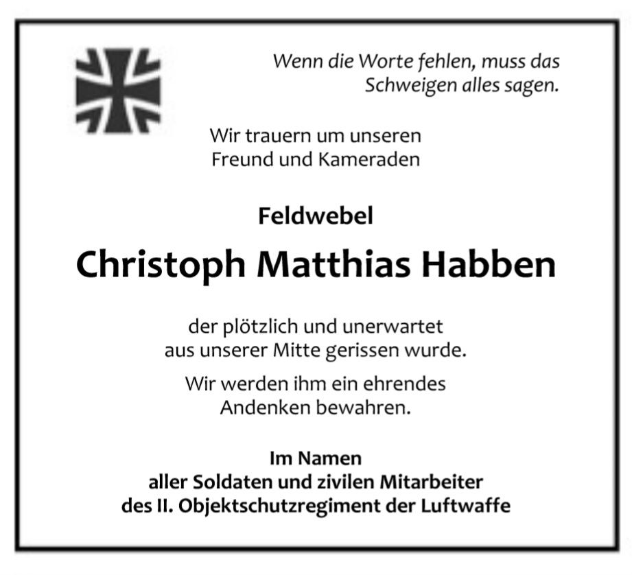 Traueranzeige von Christoph Habben