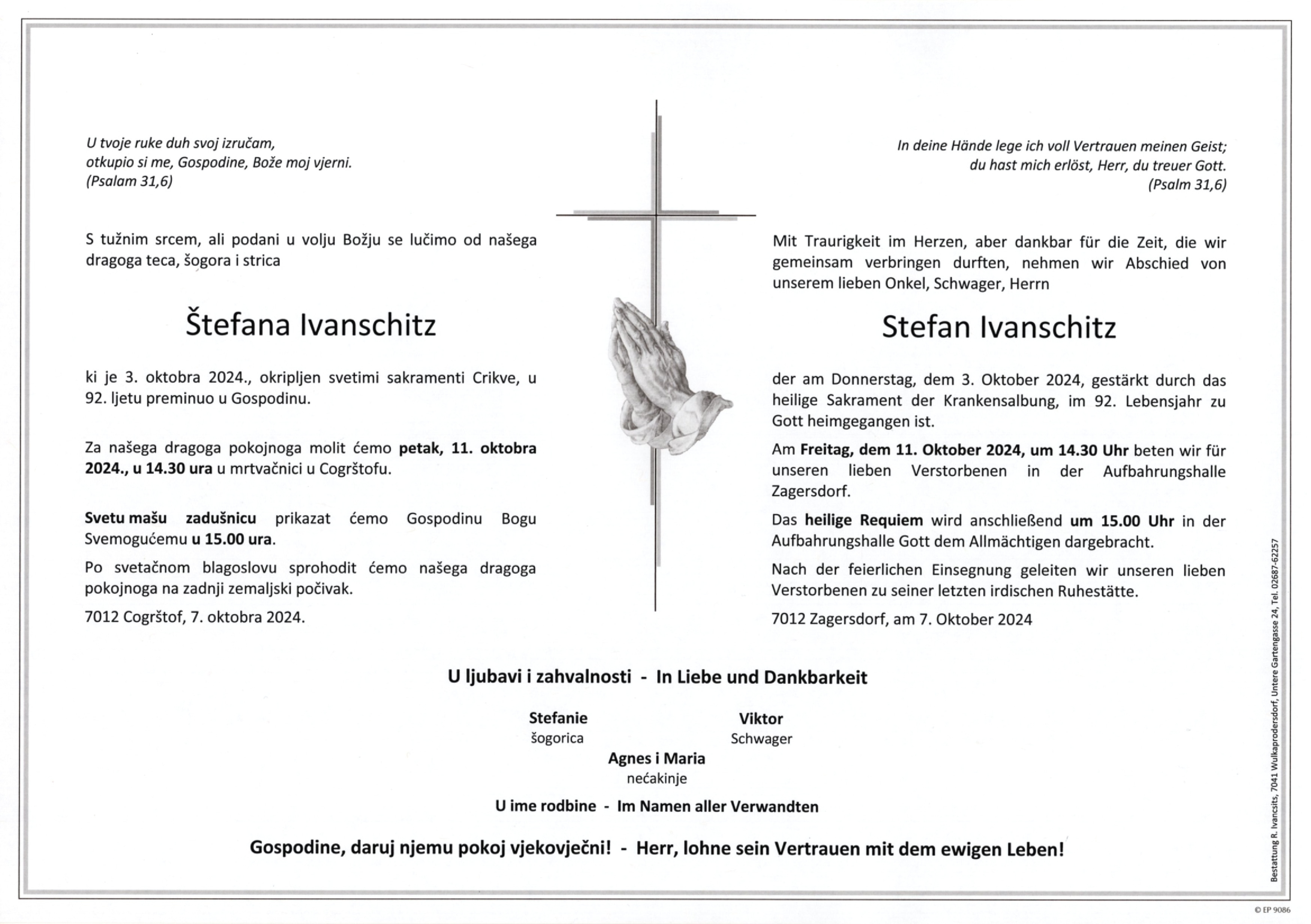 Traueranzeige von Stefan Ivanschitz