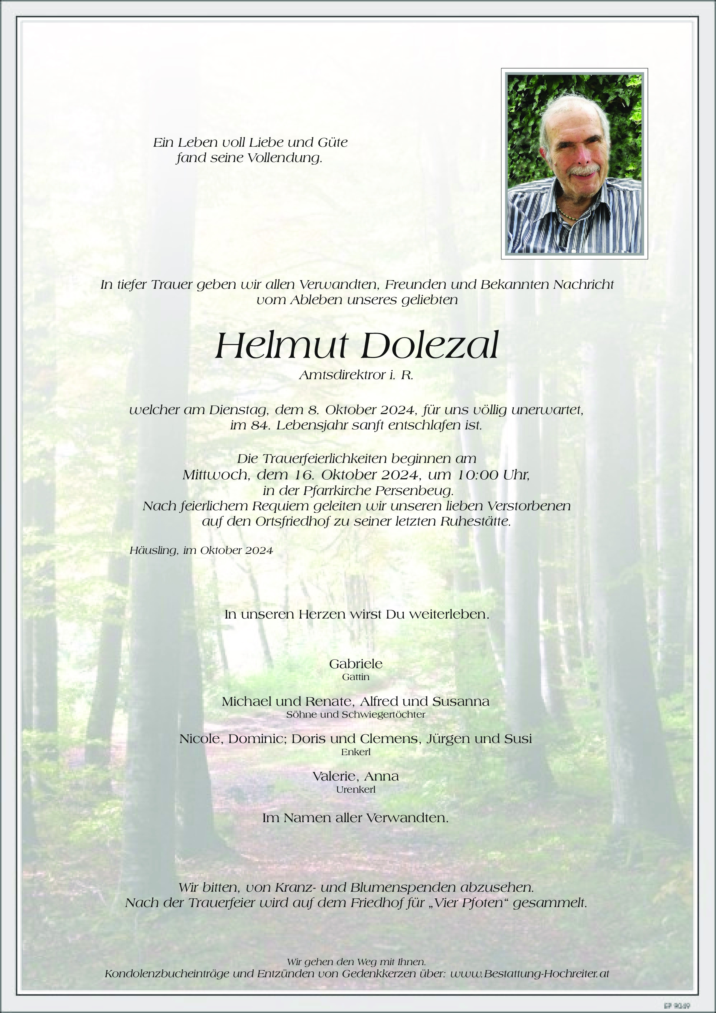Traueranzeige von Helmut Dolezal