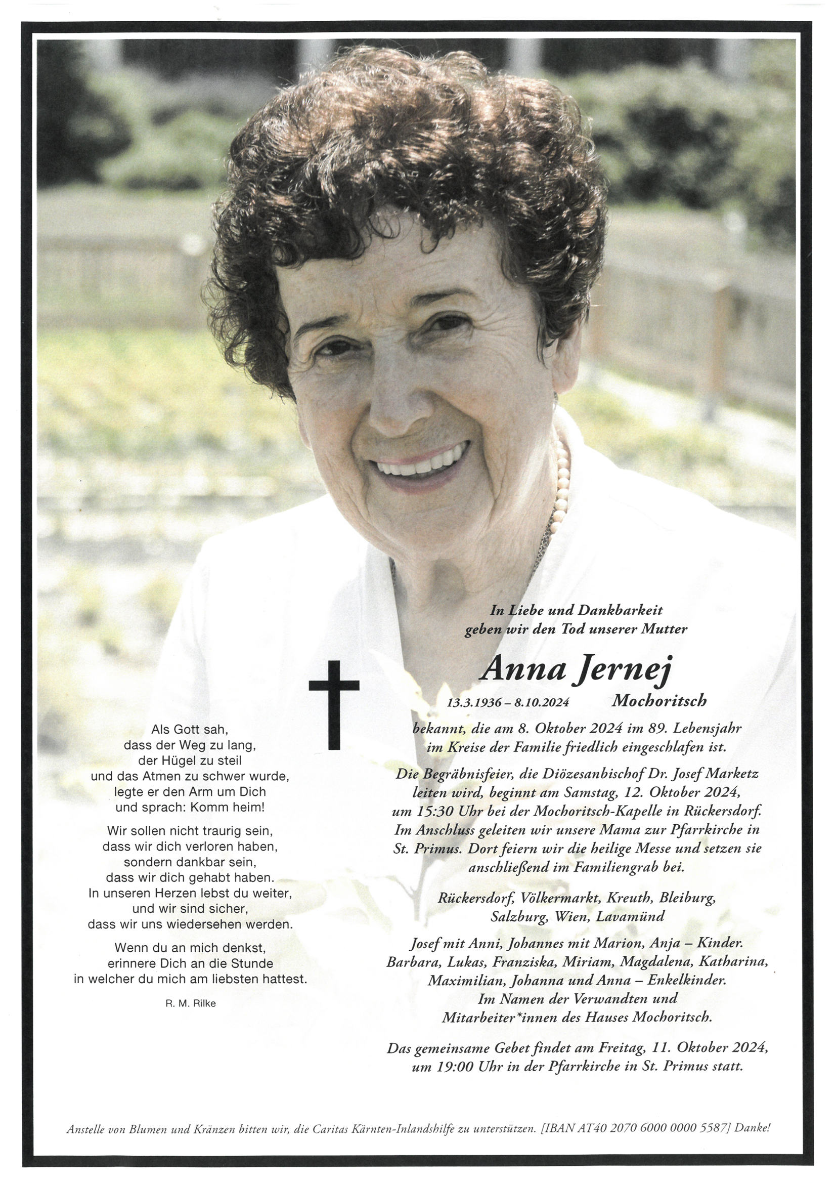 Traueranzeige von Anna Jernej