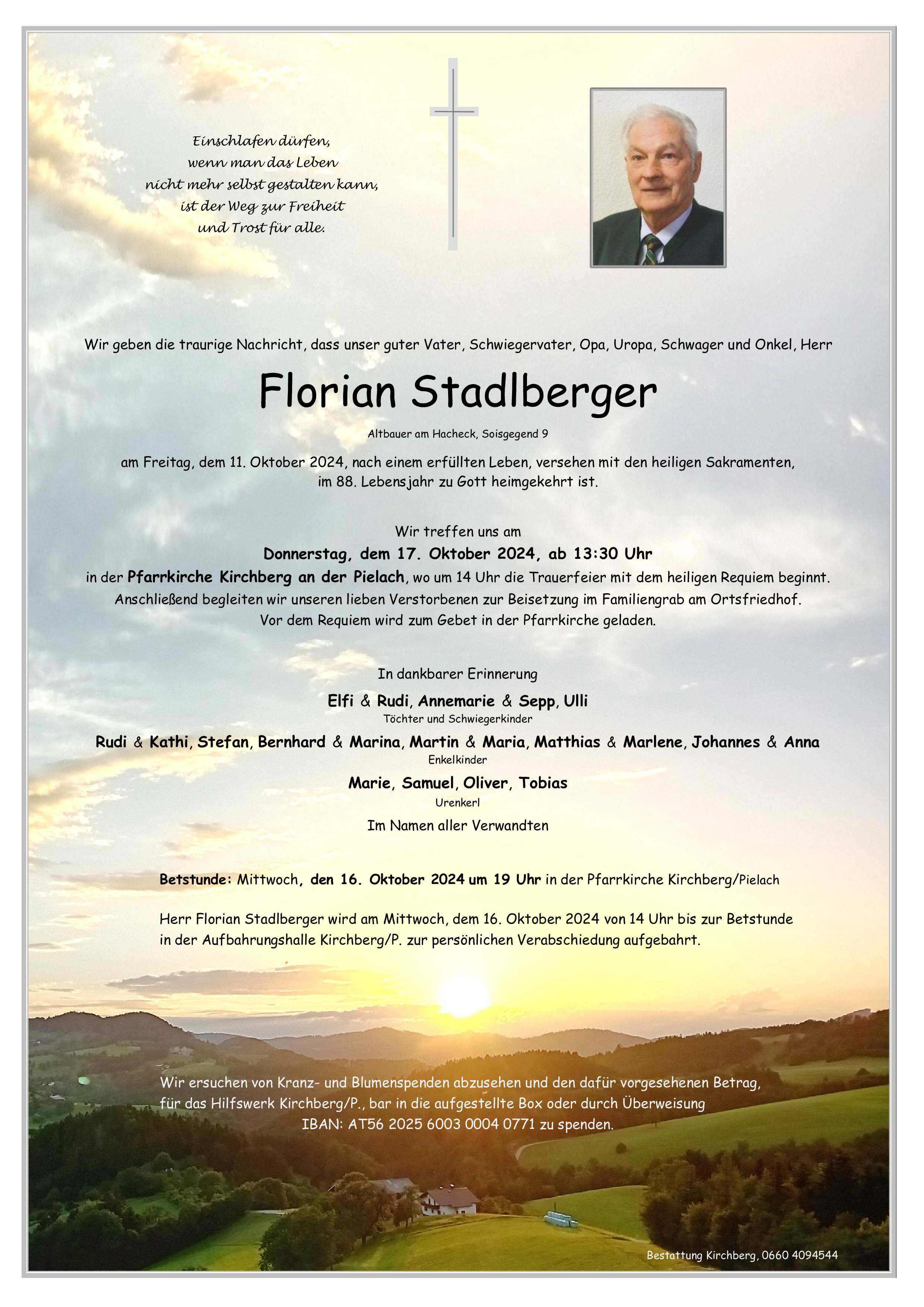 Traueranzeige von Florian Stadlberger
