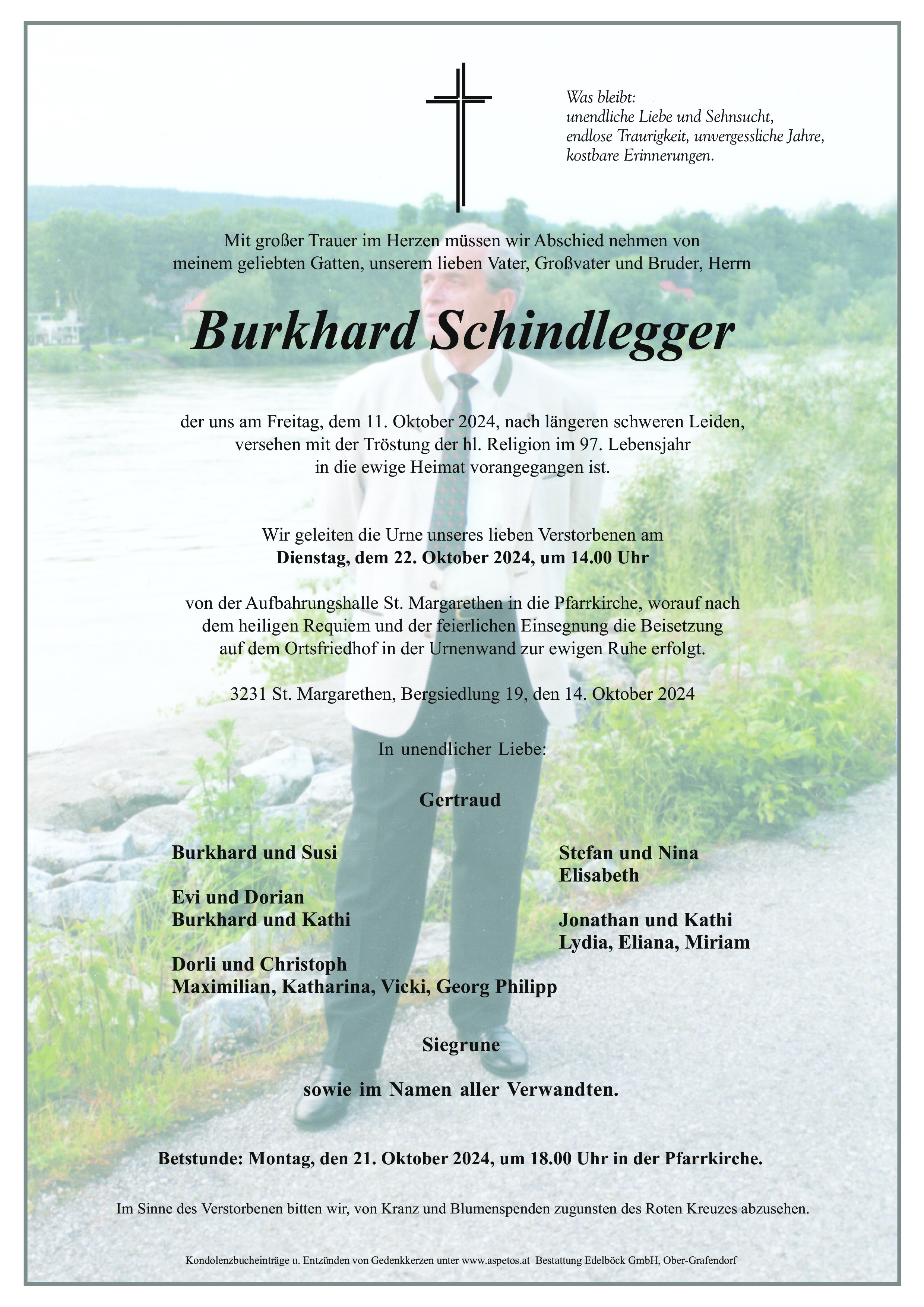 Traueranzeige von Burkhard Schindlegger