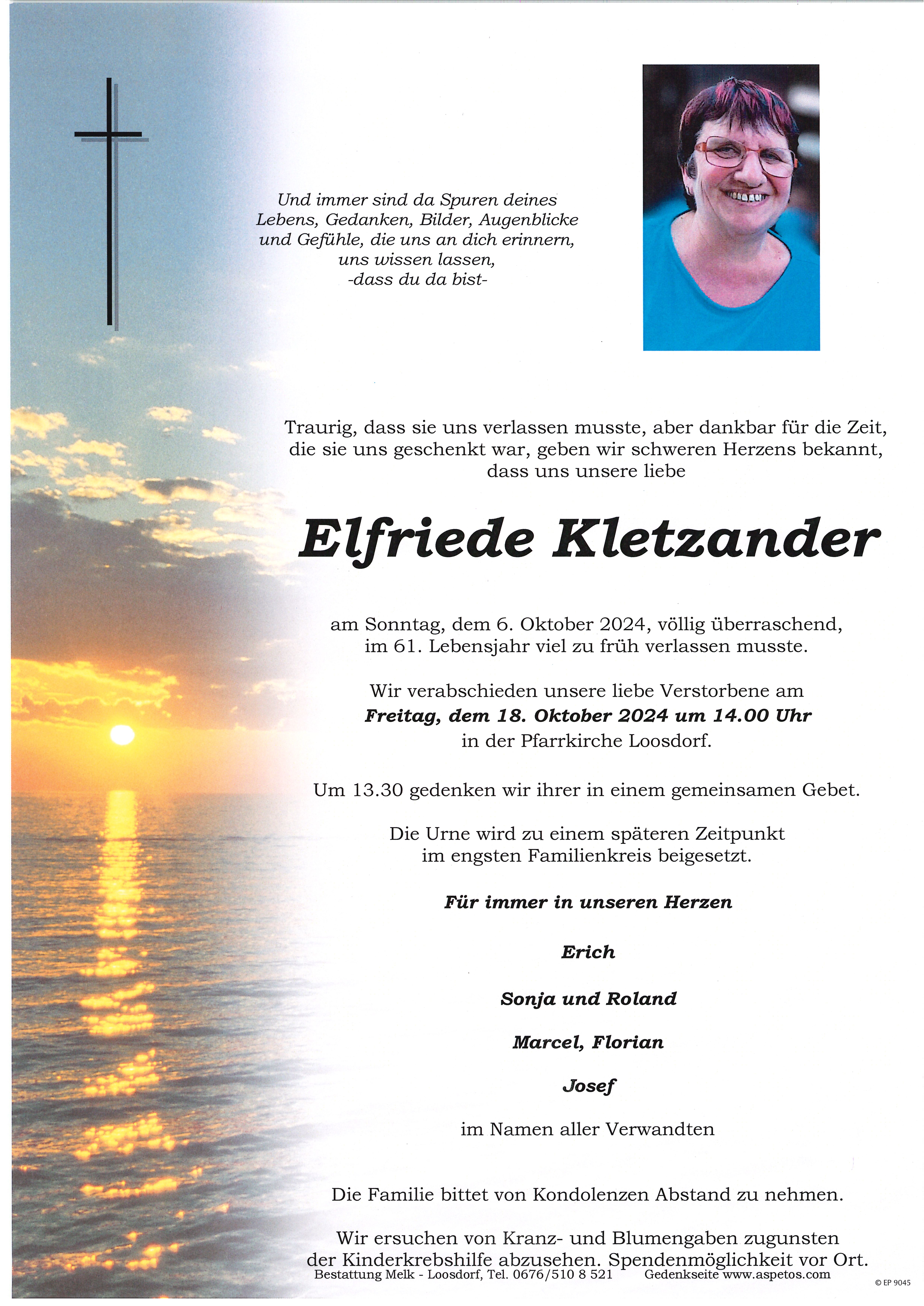 Traueranzeige von Elfriede Kletzander