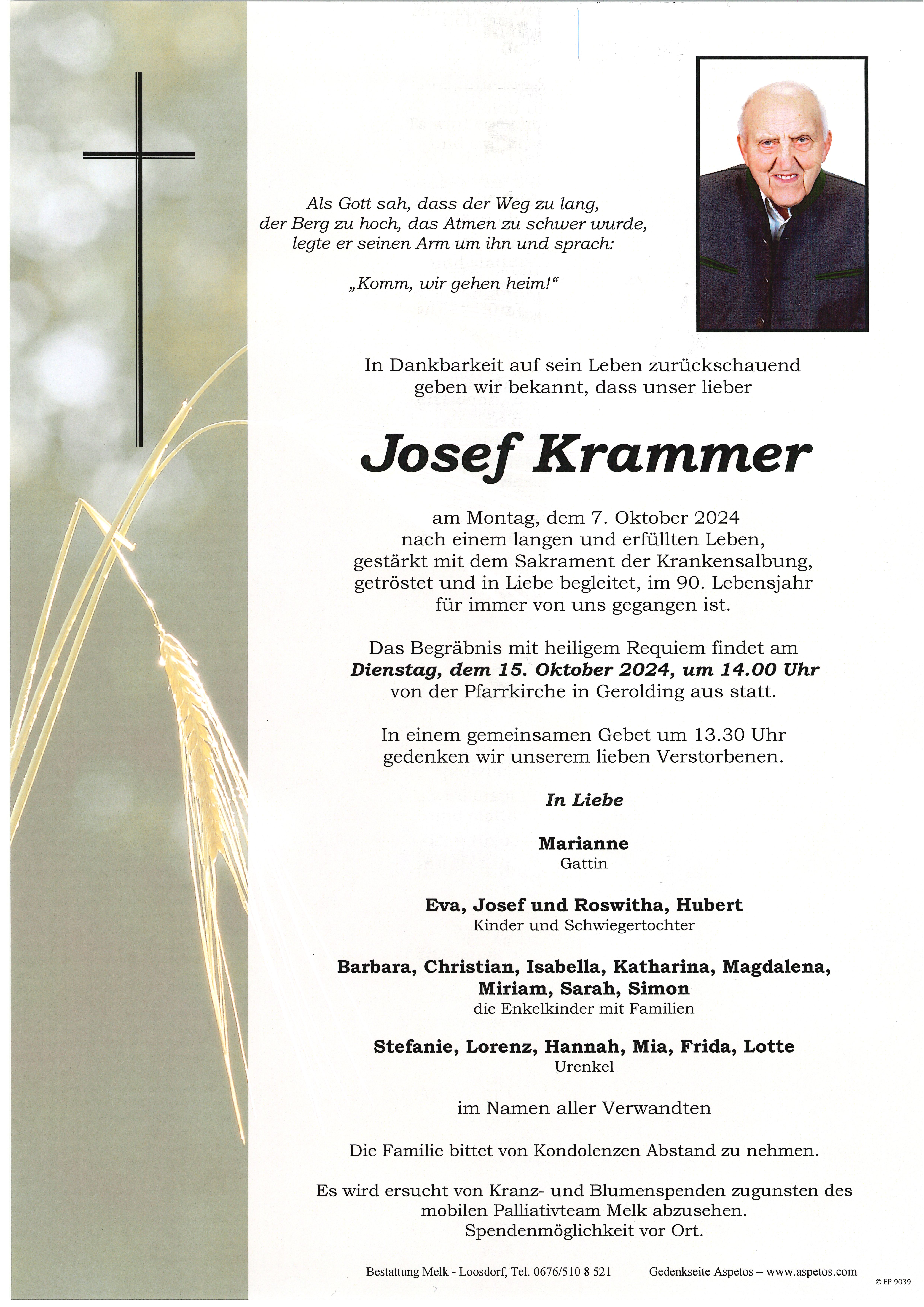 Traueranzeige von Josef Krammer