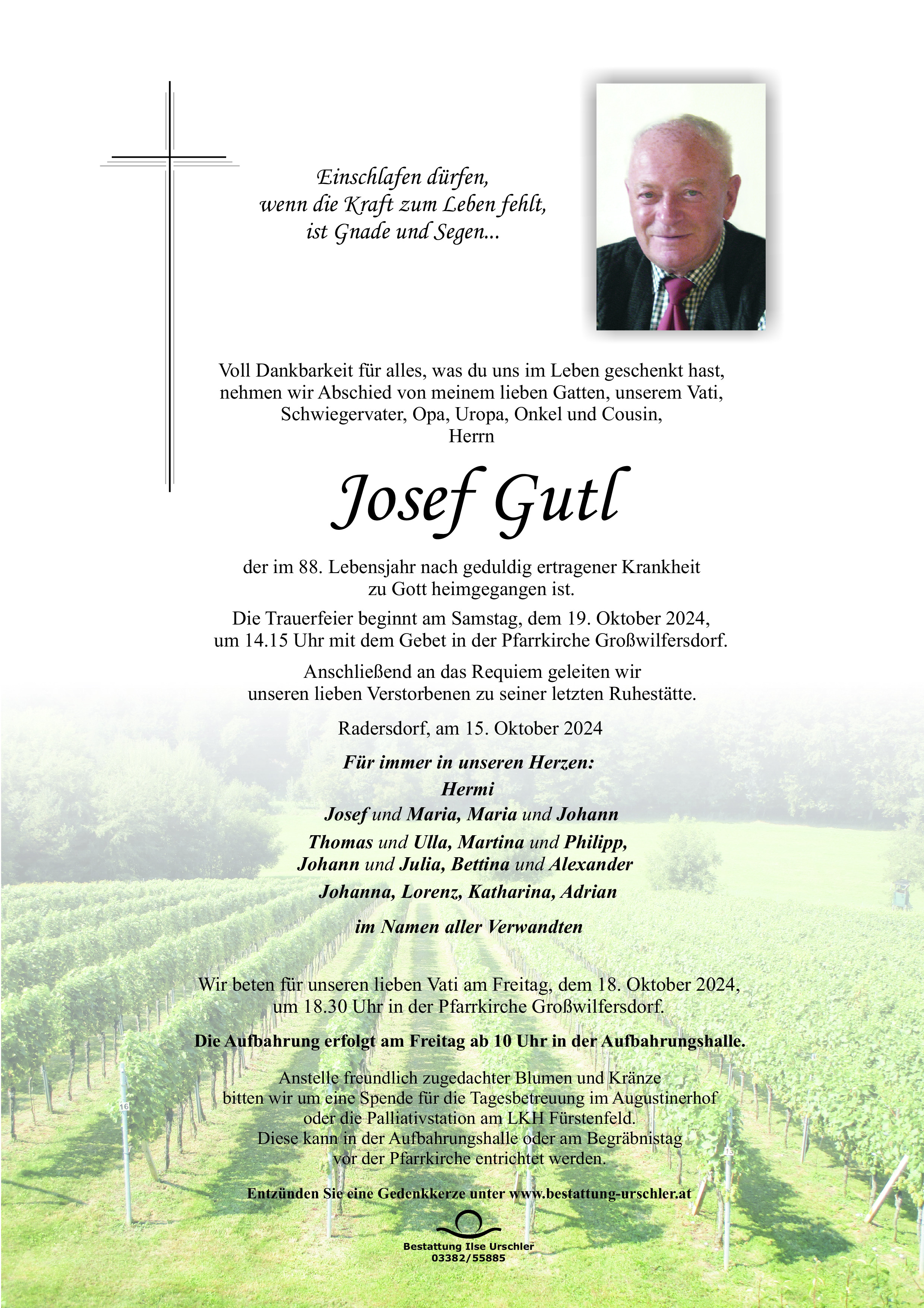 Traueranzeige von Josef Gutl