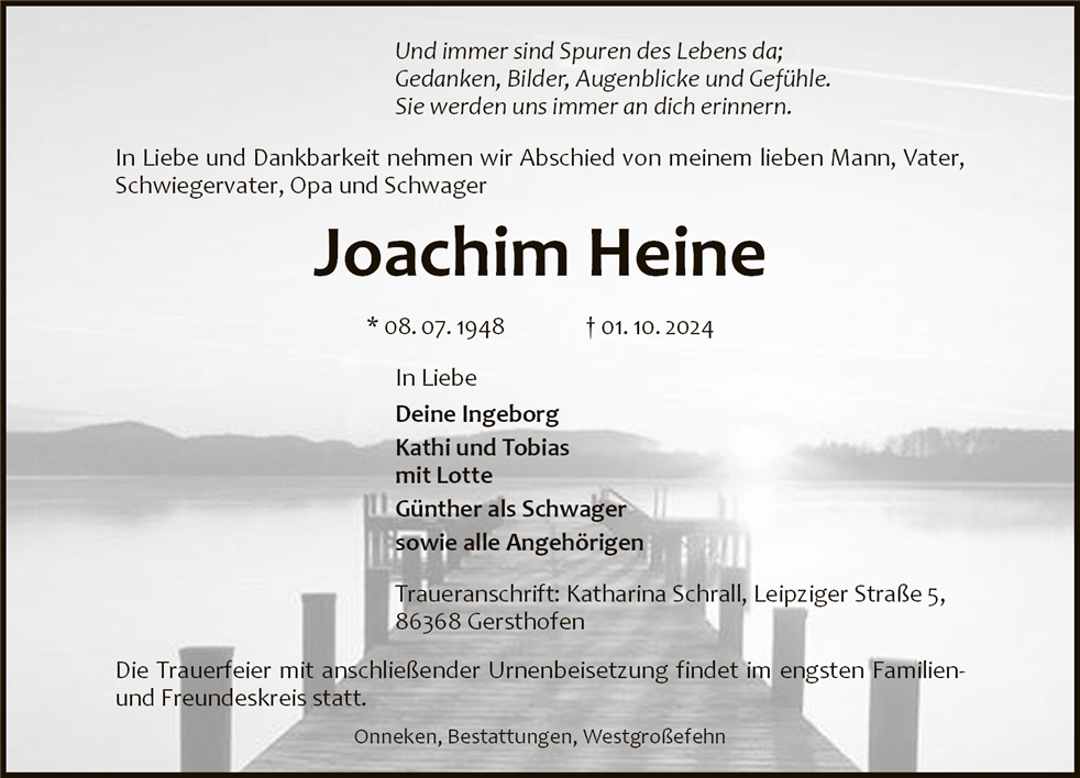 Traueranzeige von Joachim Heine